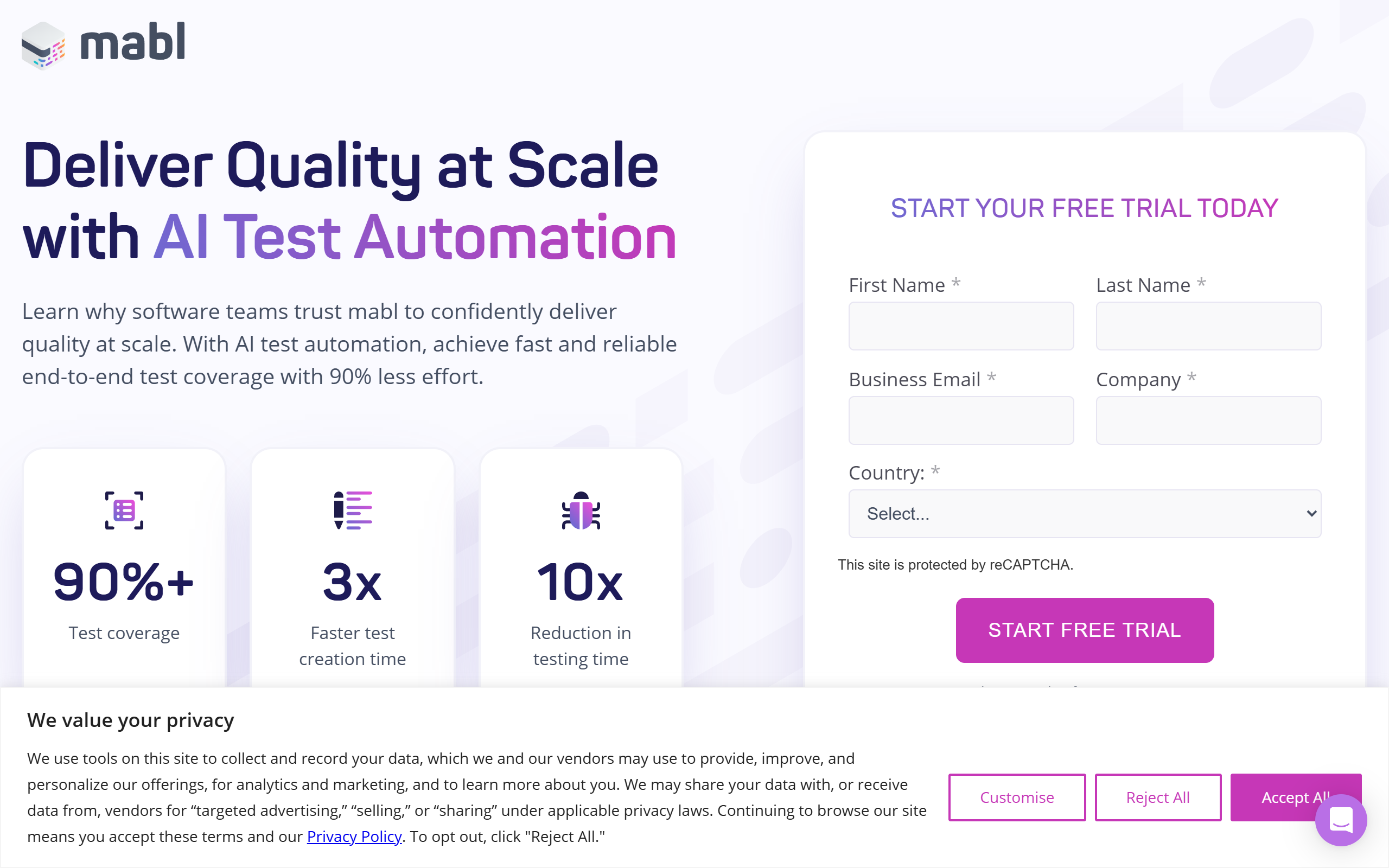 AI Test Automation | mabl screenshot