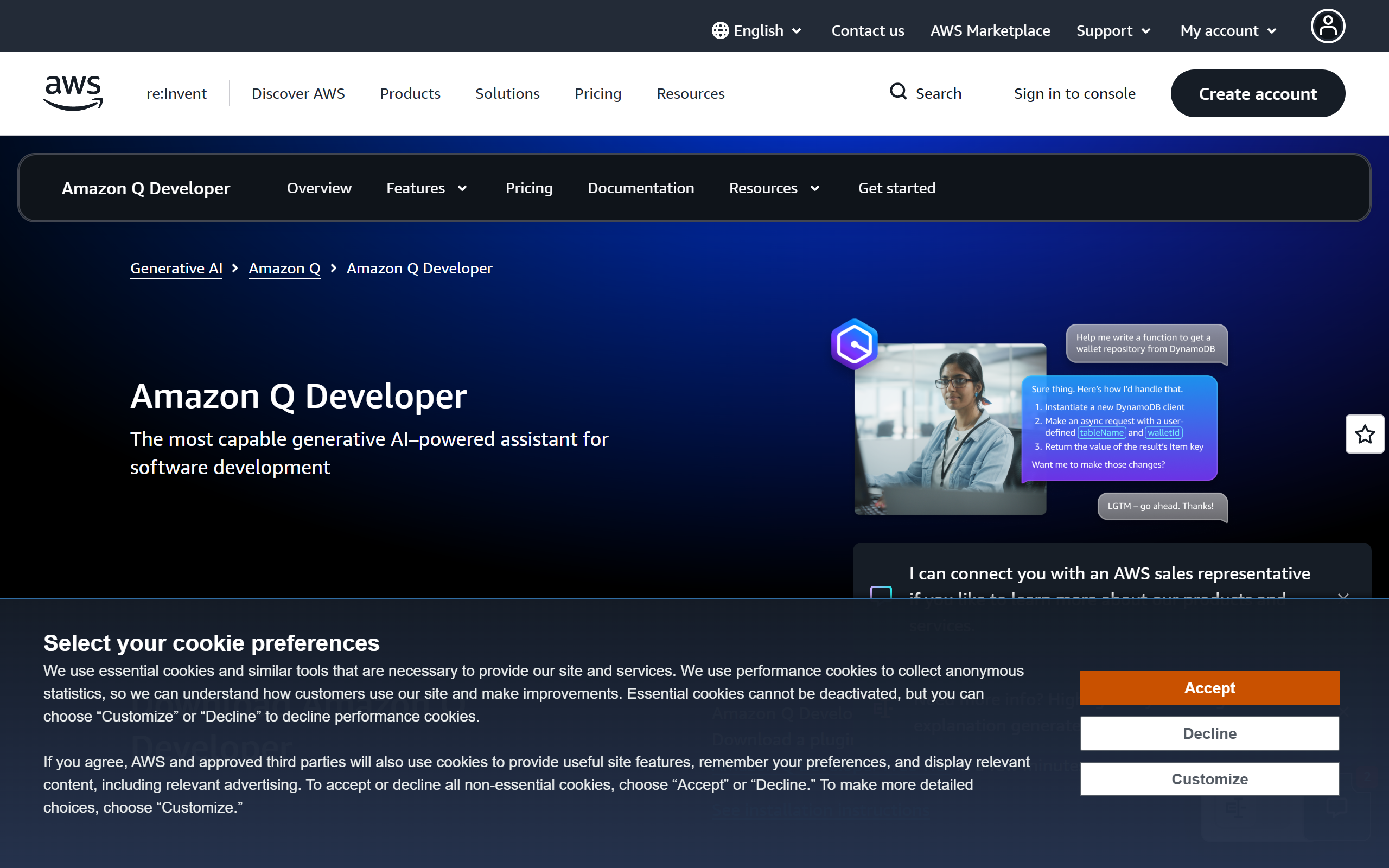 Amazon CodeWhisperer screenshot