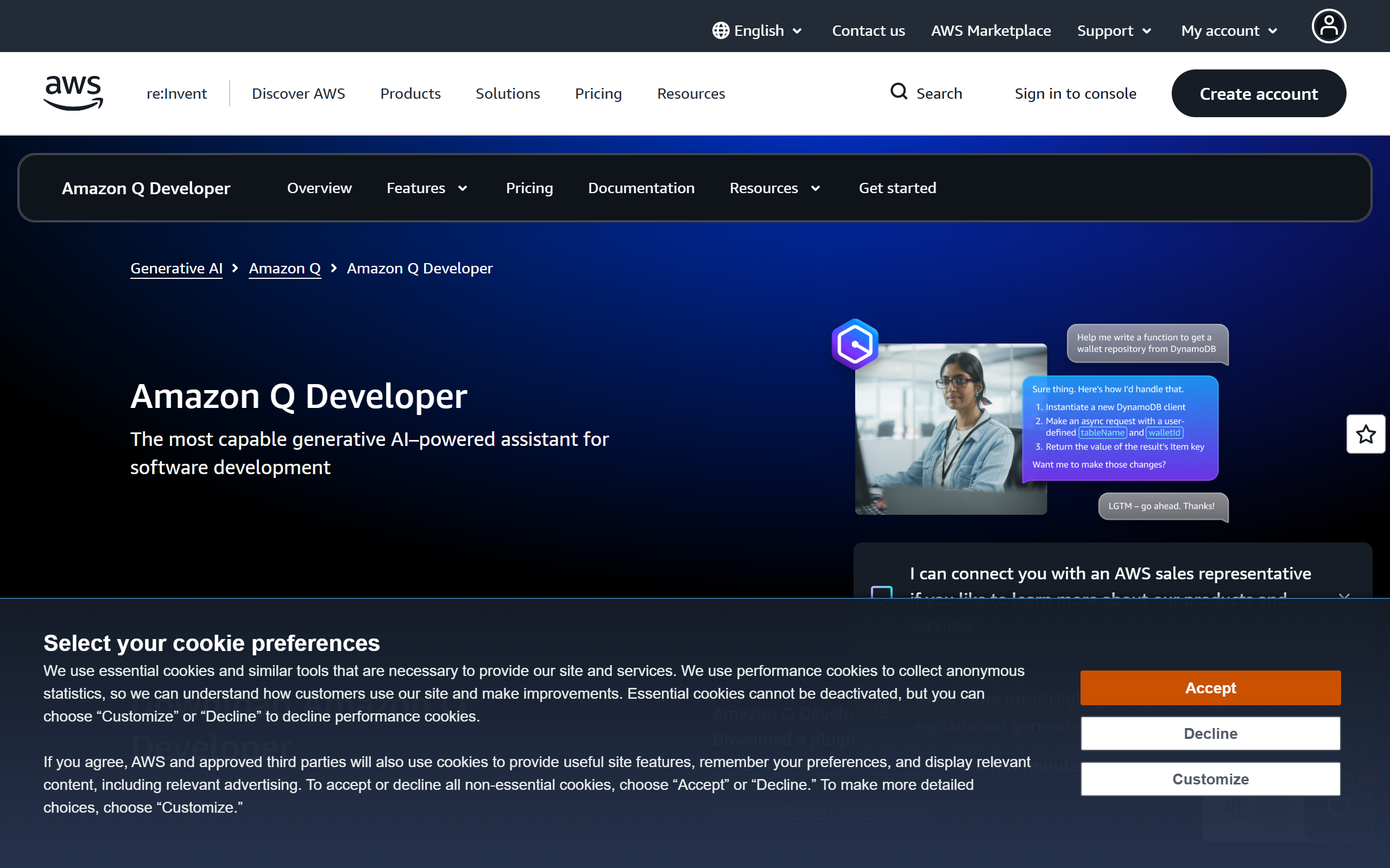 Amazon CodeWhisperer screenshot