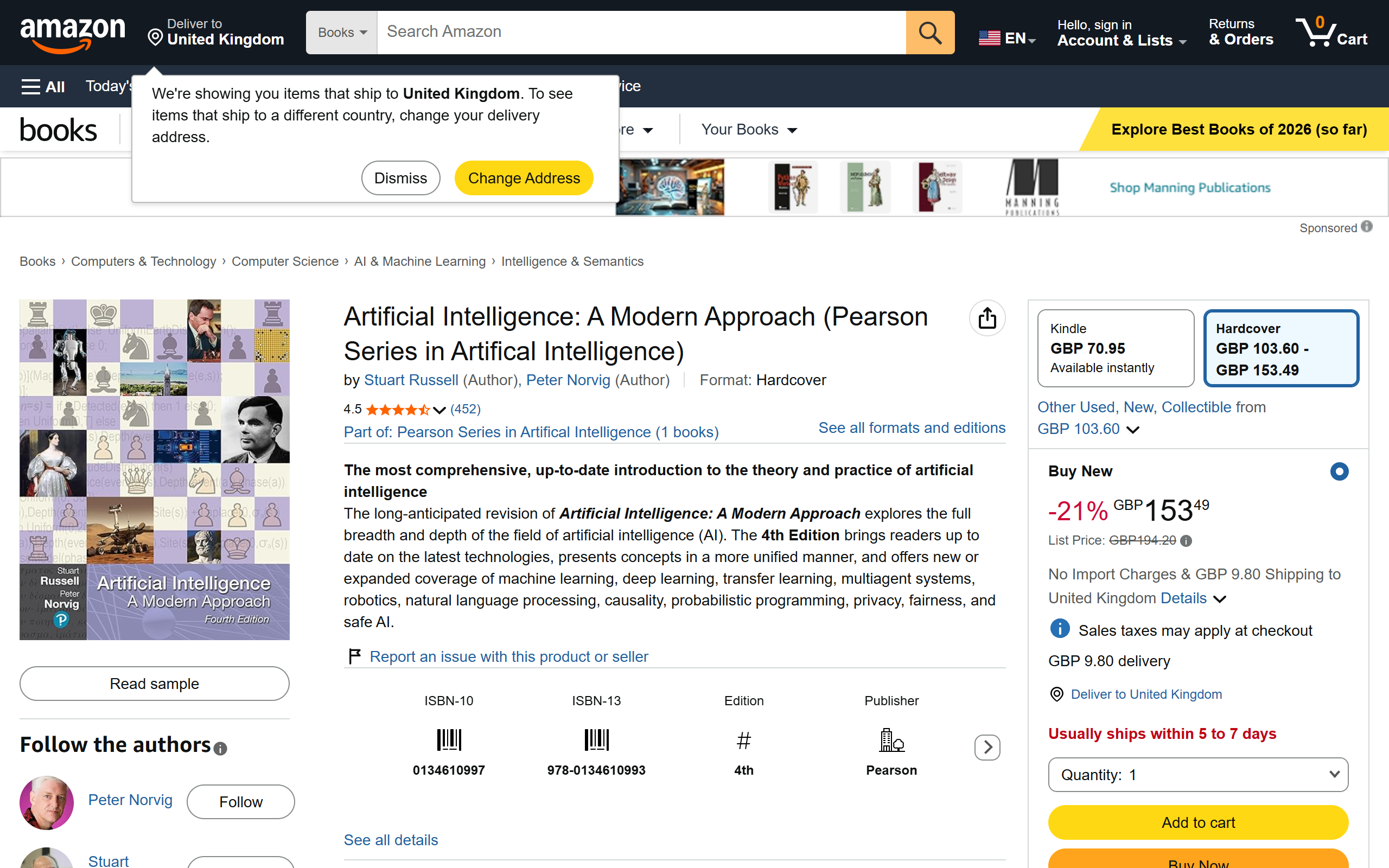 Artificial Intelligence: A Modern Approach by Stuart Russell and Peter Norvig screenshot