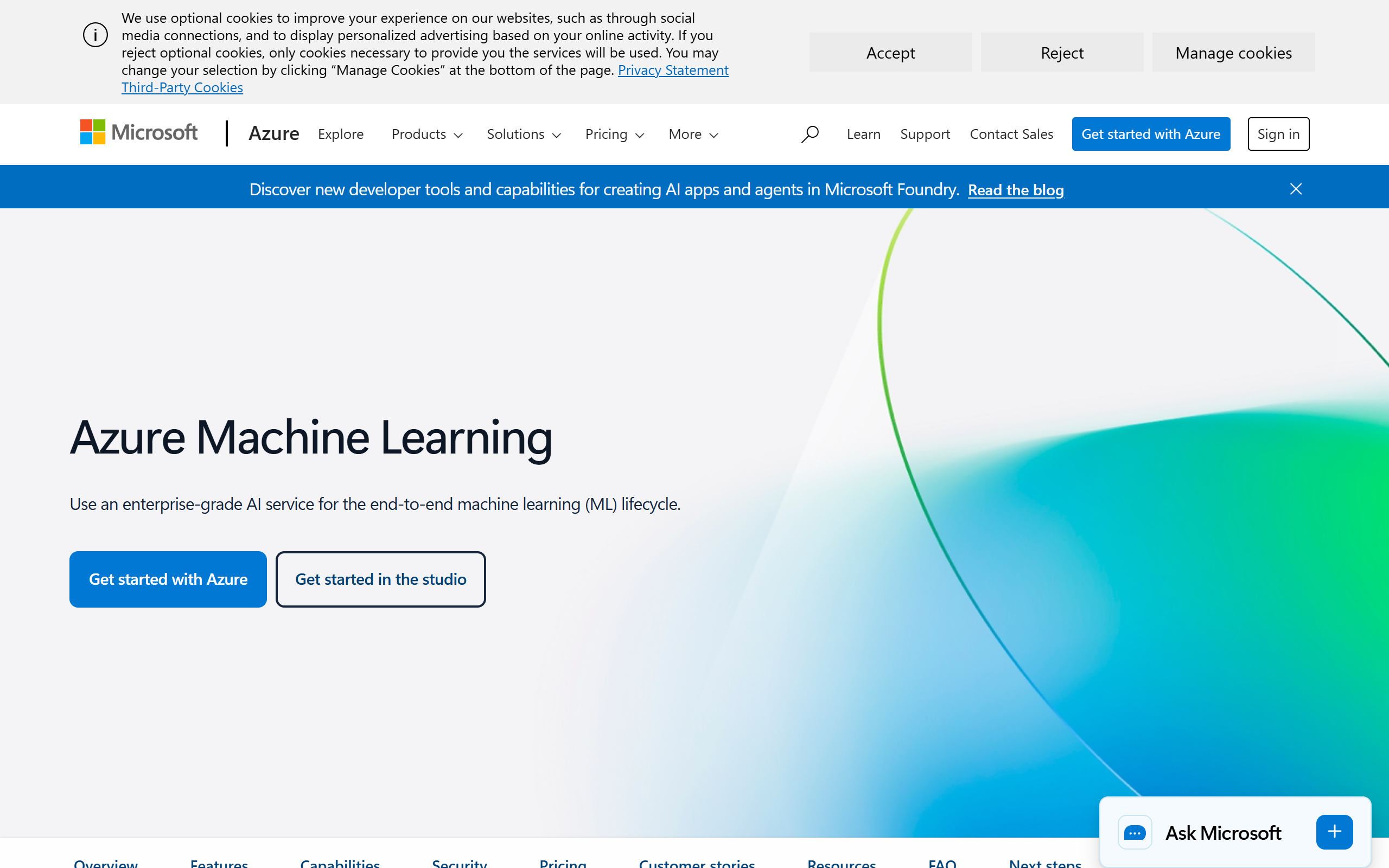 Azur Machine Learning Studio screenshot