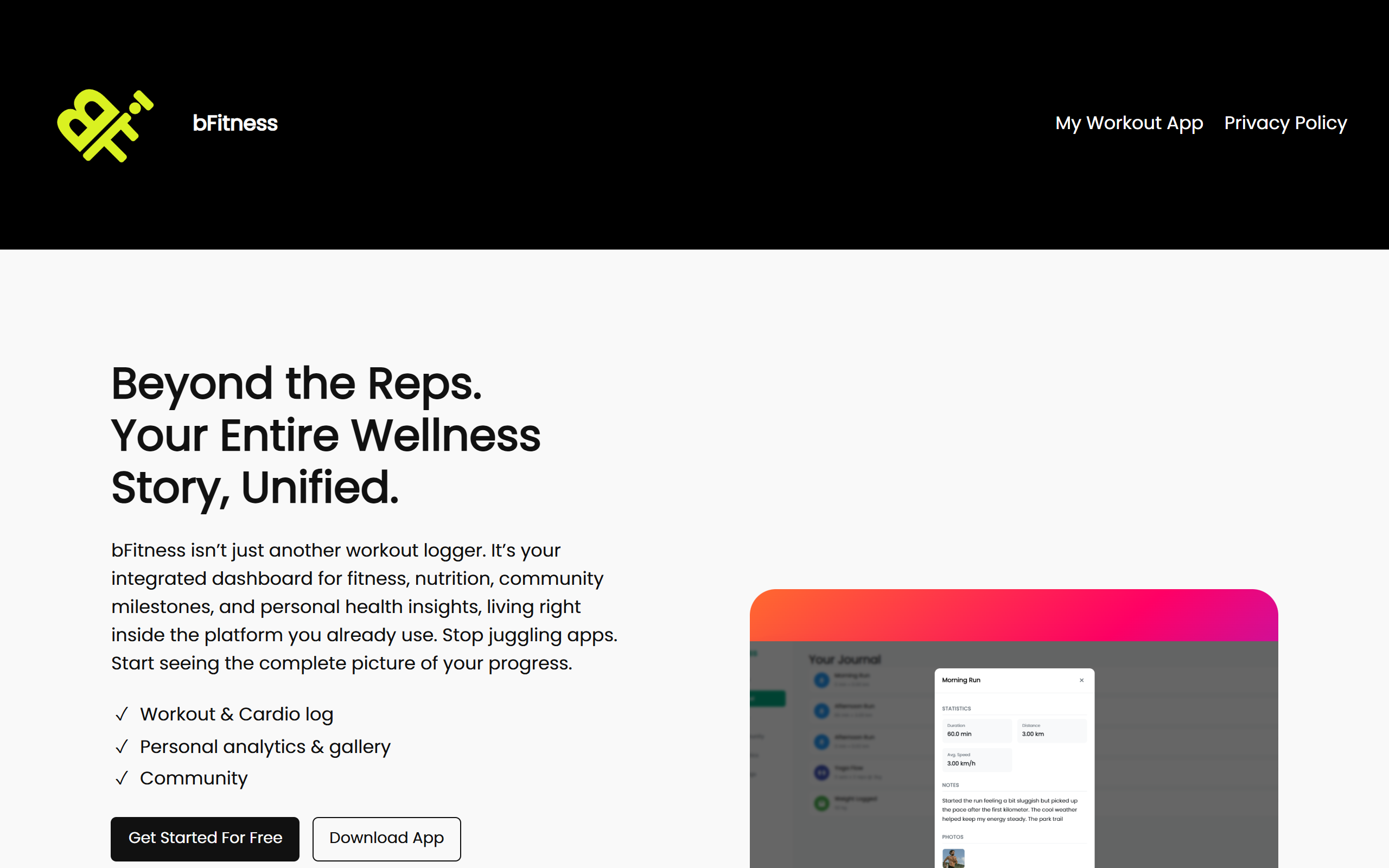bFitness - Free All-in-One Fitness Hub screenshot