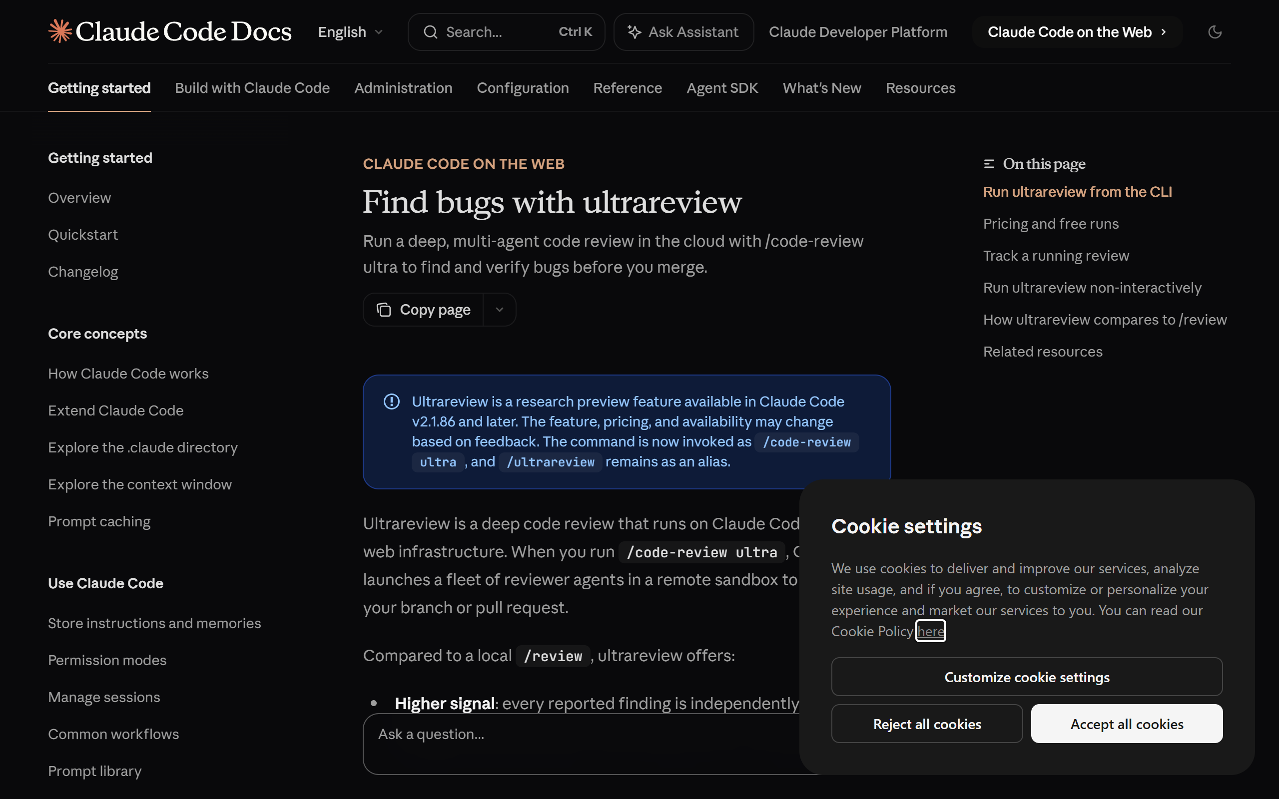 Claude Code /ultrareview screenshot