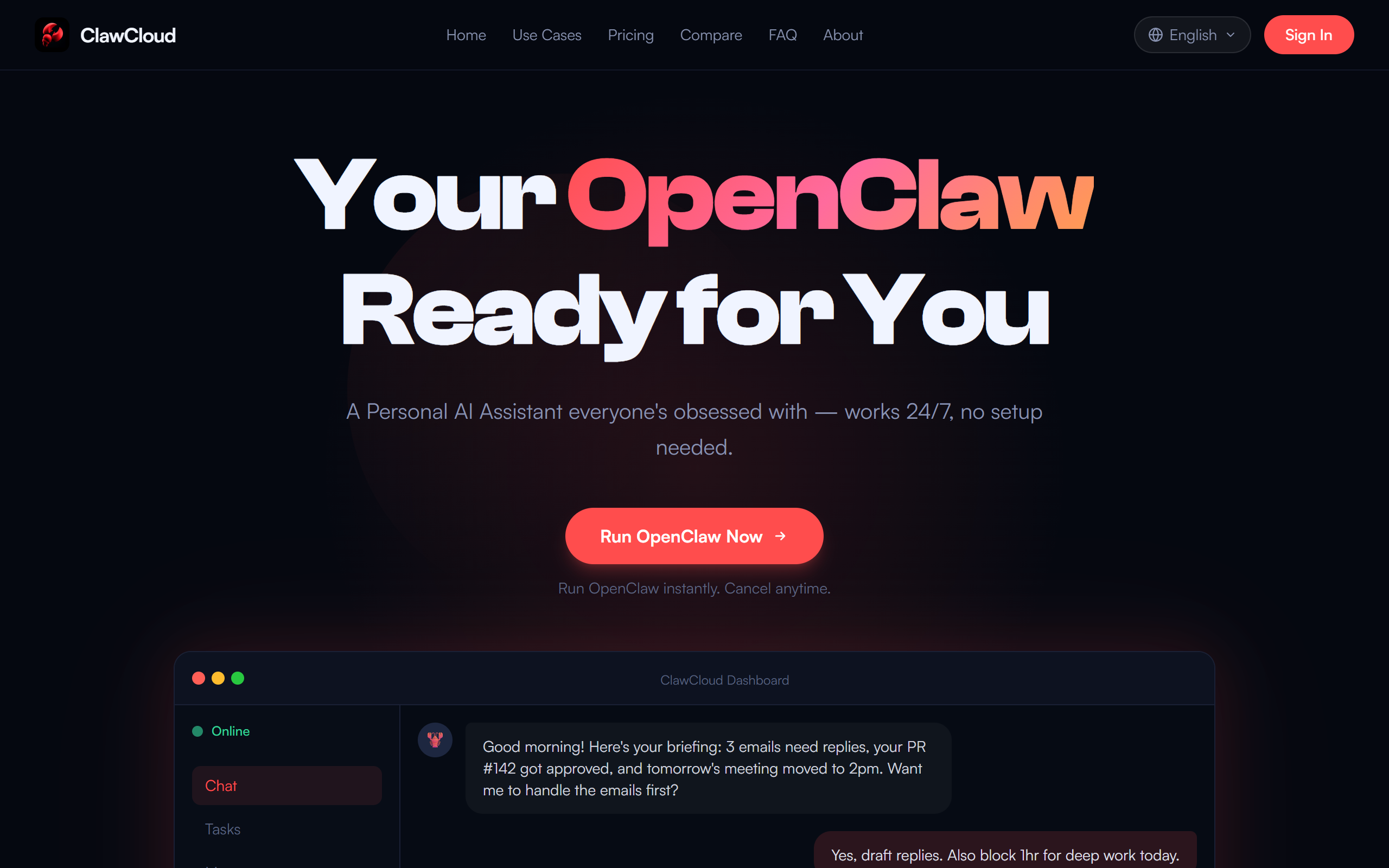 ClawCloud screenshot