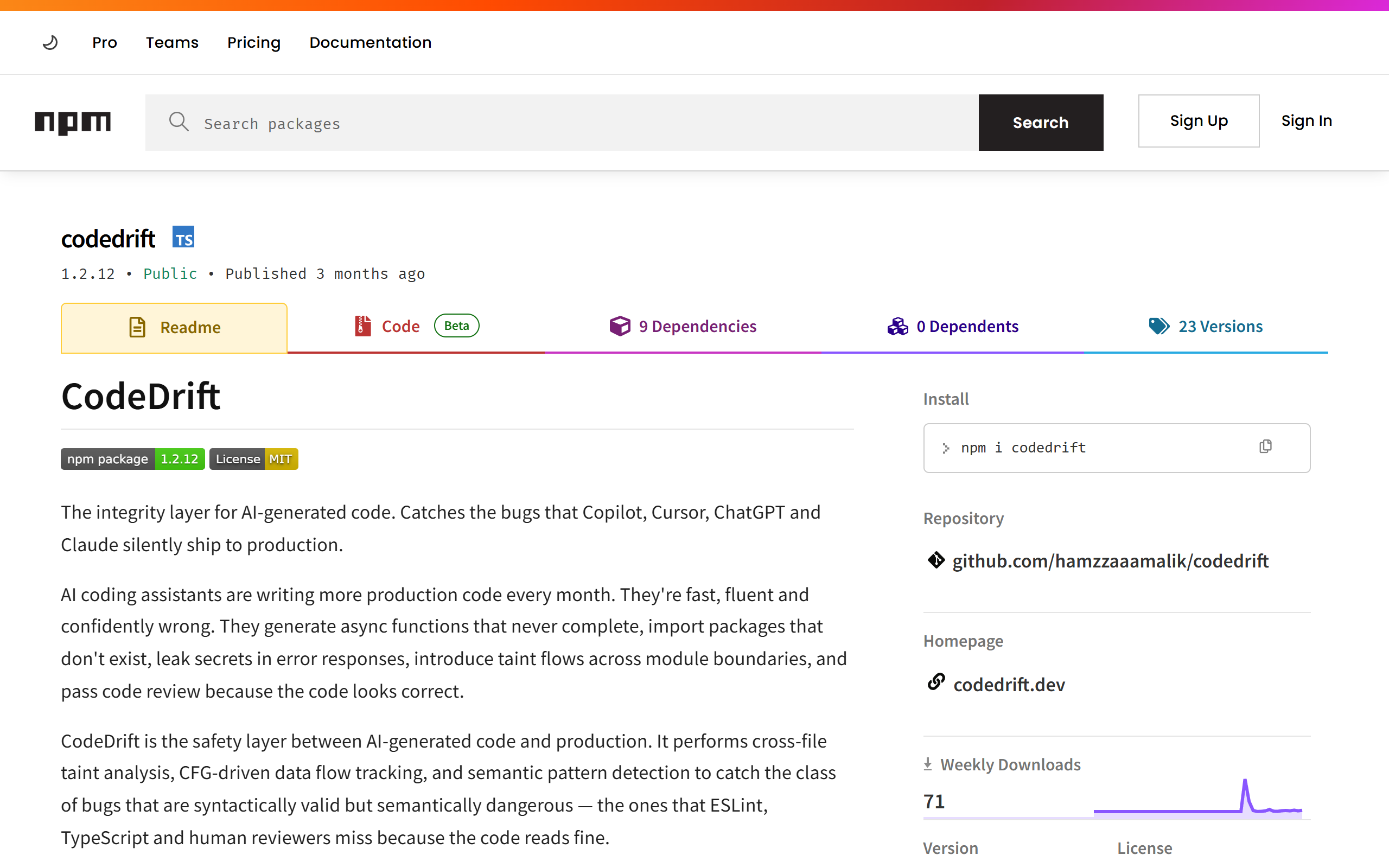 CodeDrift screenshot
