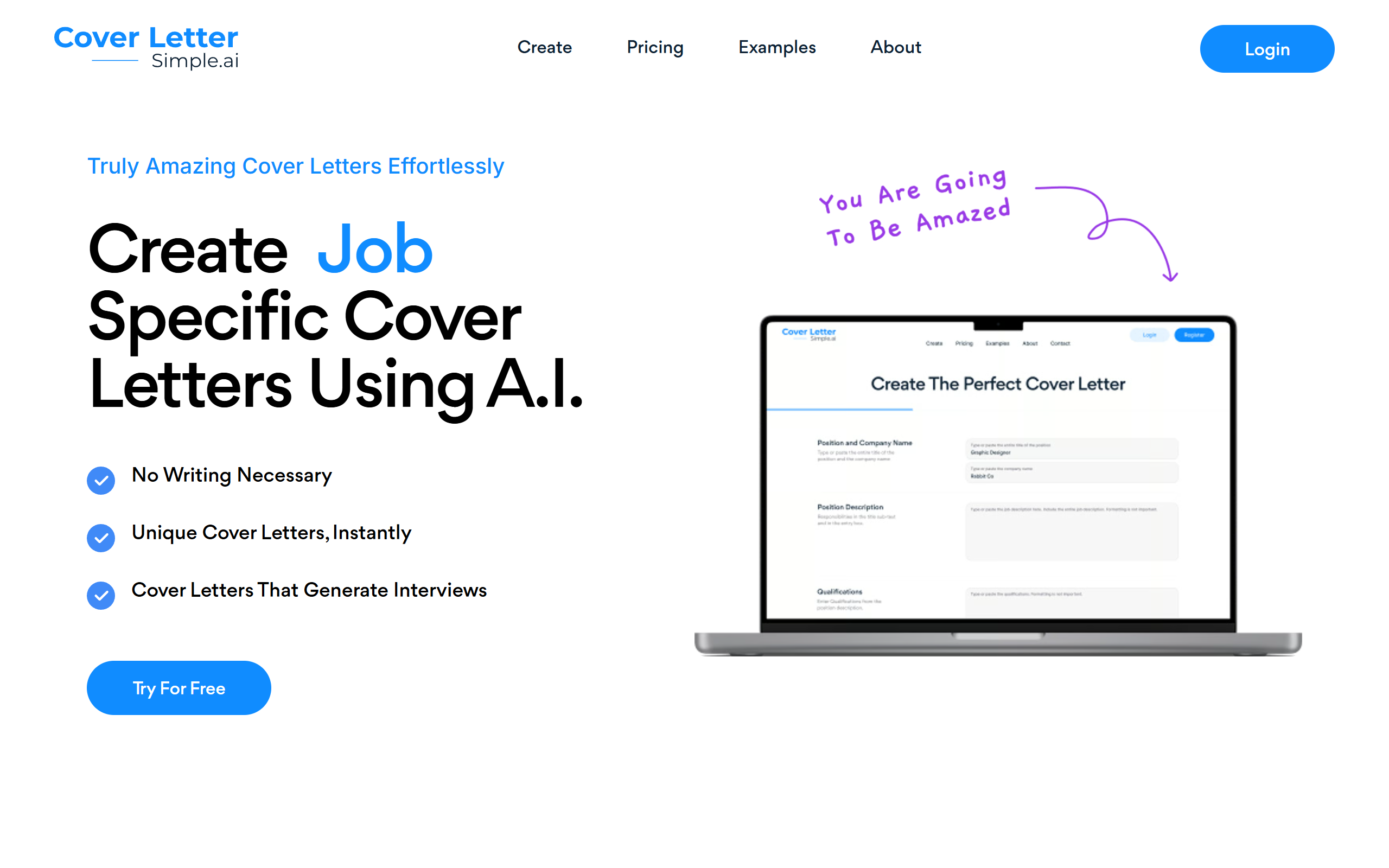 CoverLetterSimple.ai screenshot