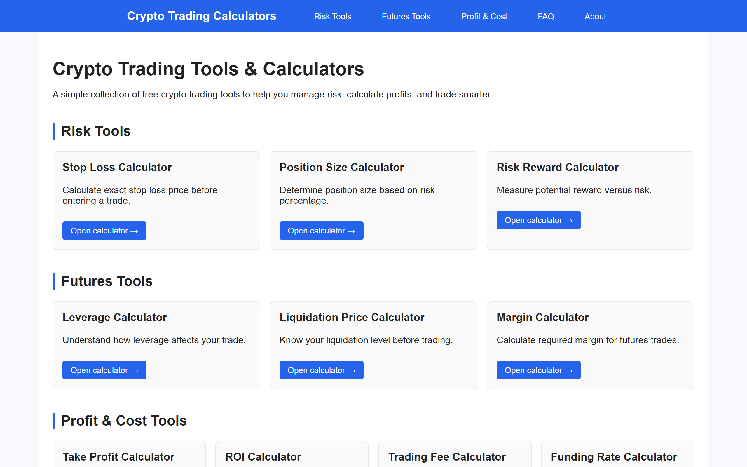 Crypto Trading Tools & Calculators screenshot
