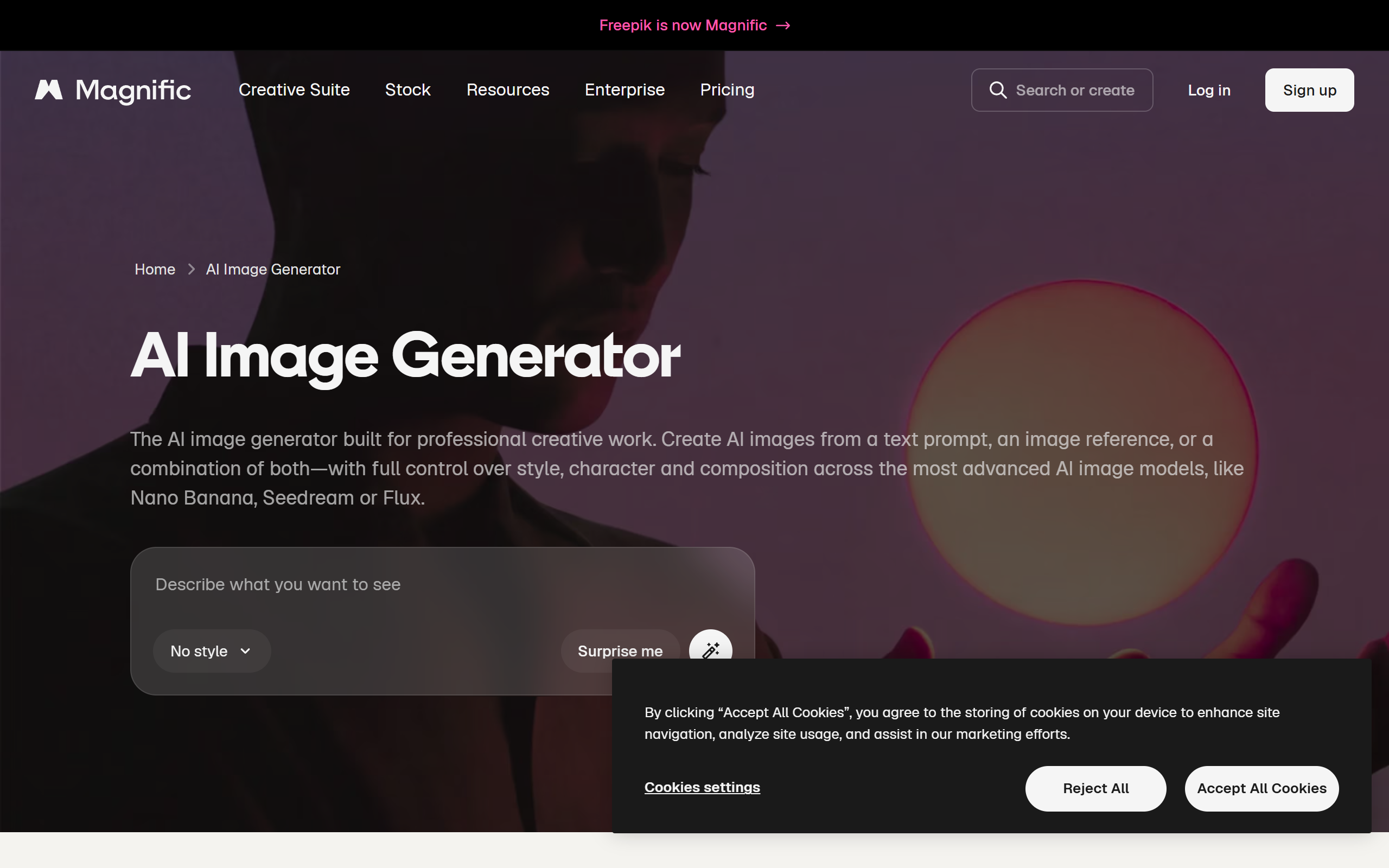 Freepik AI Image Generator screenshot