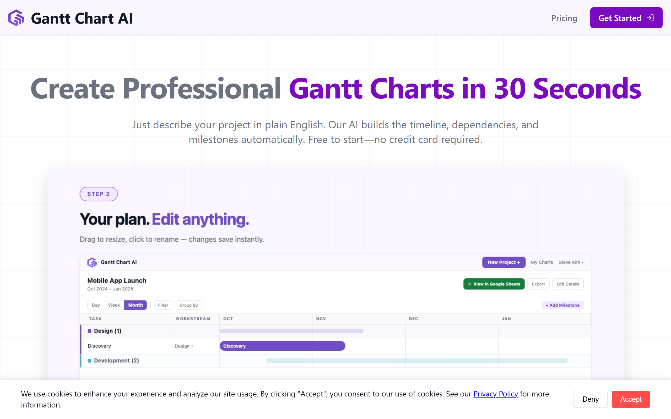 Gantt Chart AI screenshot