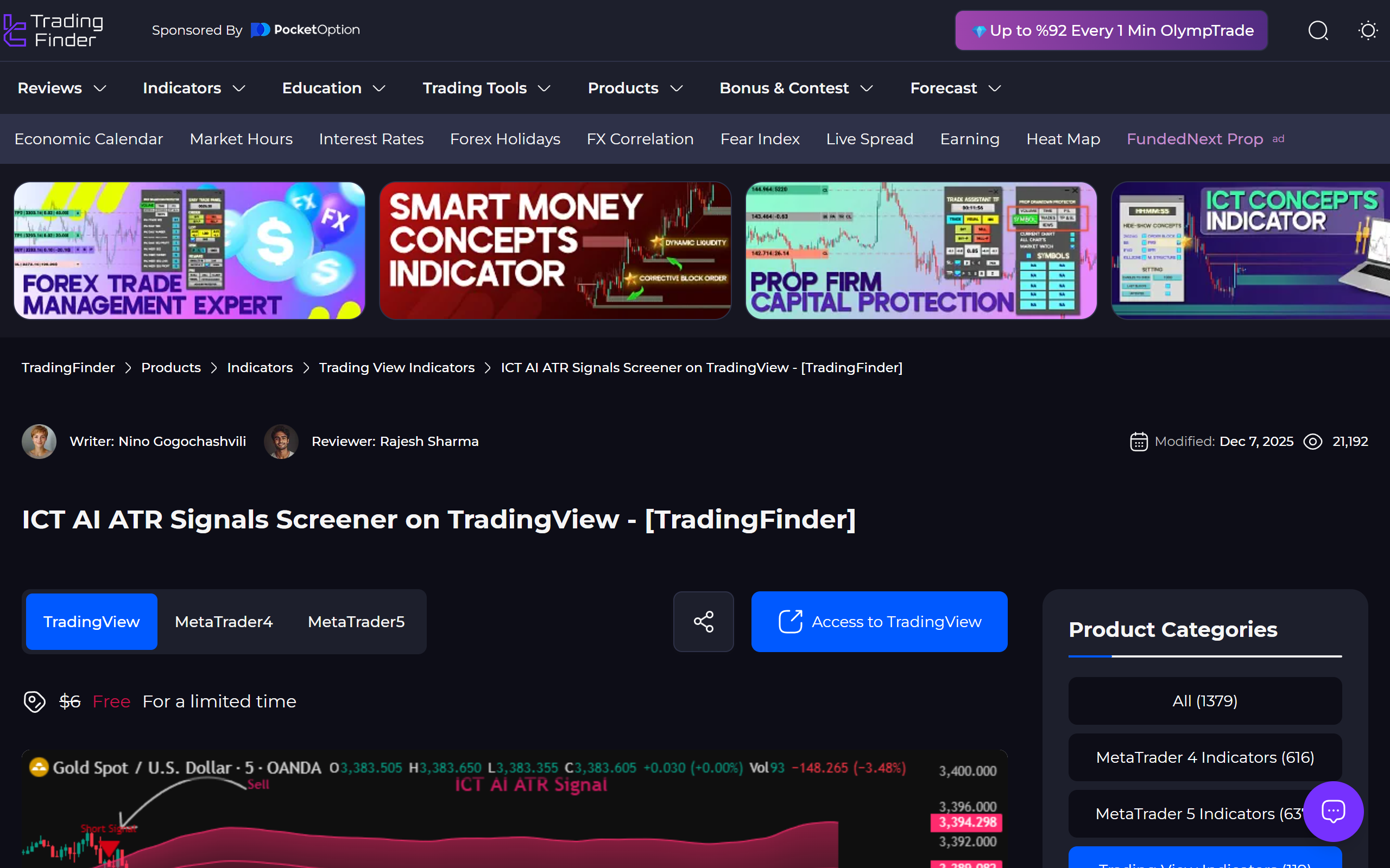 ICT AI ATR Signals Screener on TradingView – [TradingFinder] screenshot
