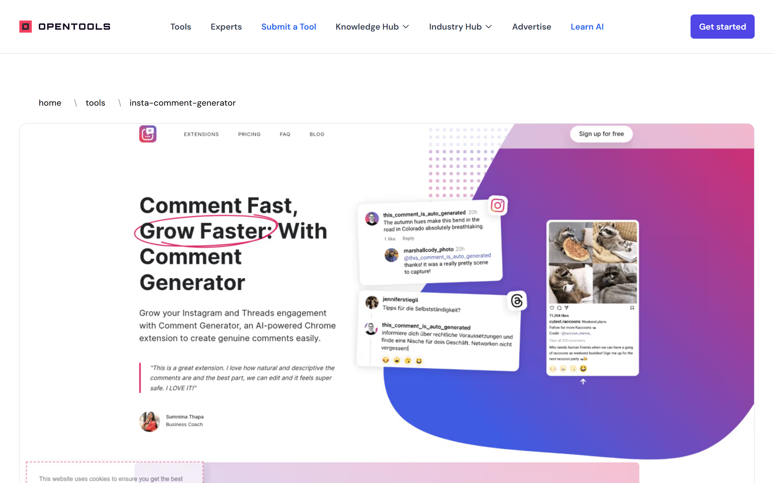 Insta Comment Generator screenshot