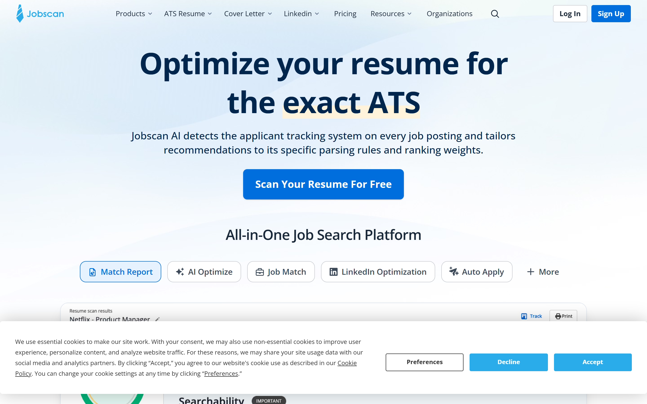 Jobscan screenshot