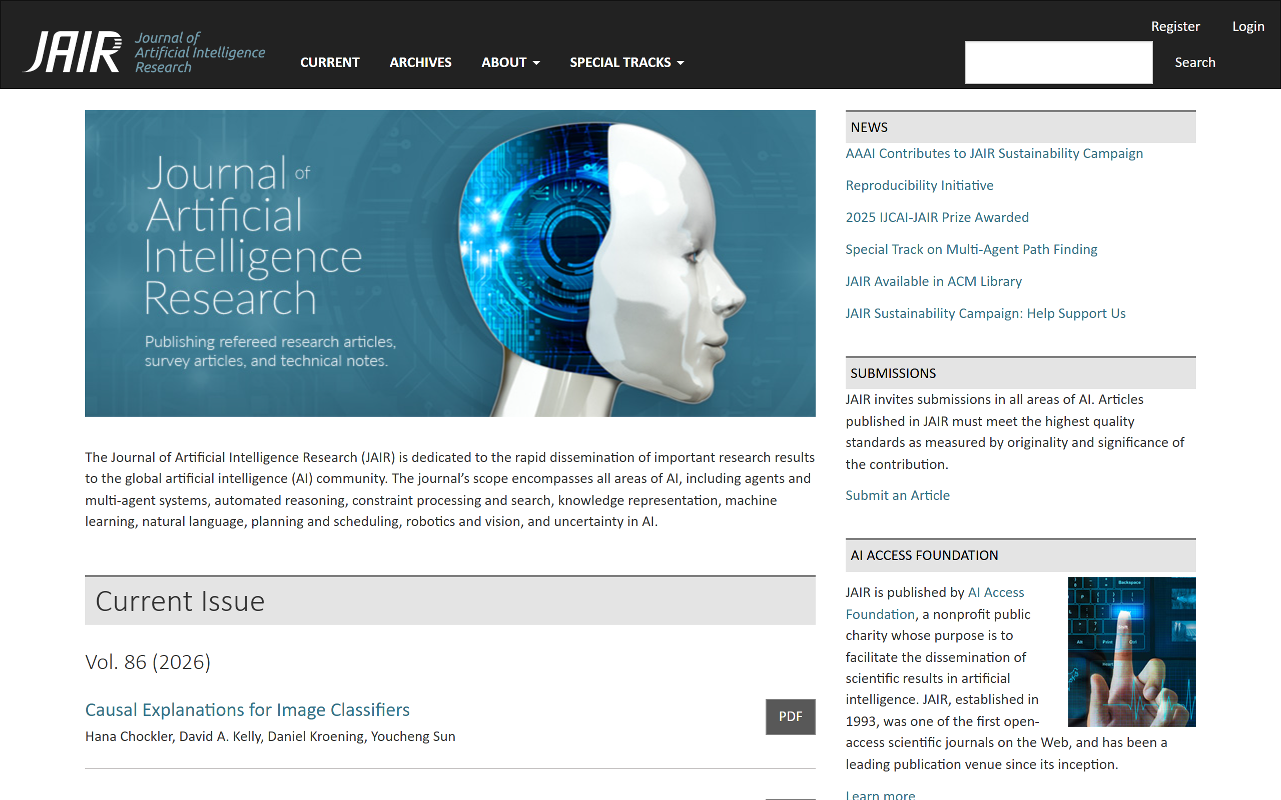 Journal of Artificial Intelligence Research screenshot