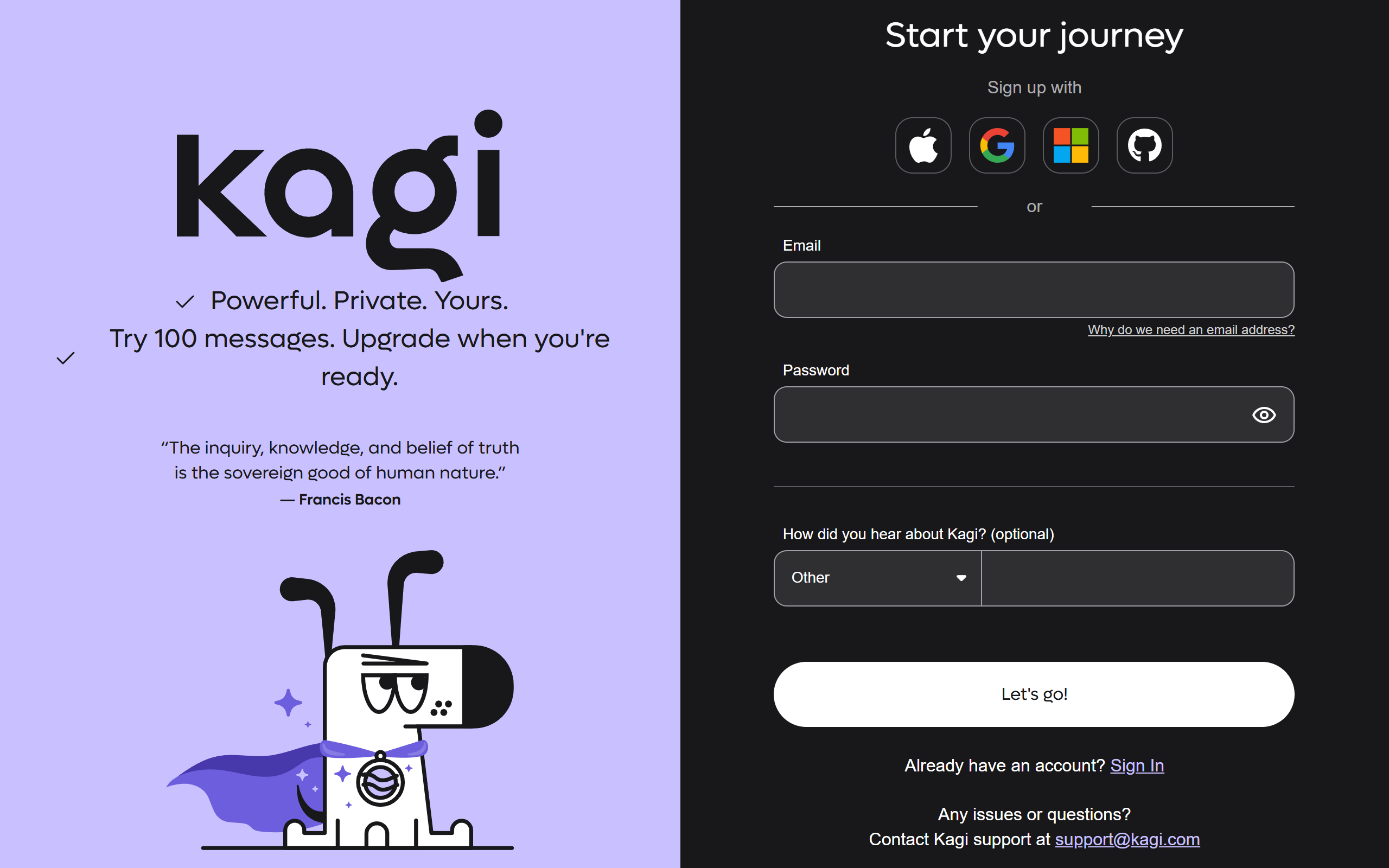 Kagi Assistant screenshot