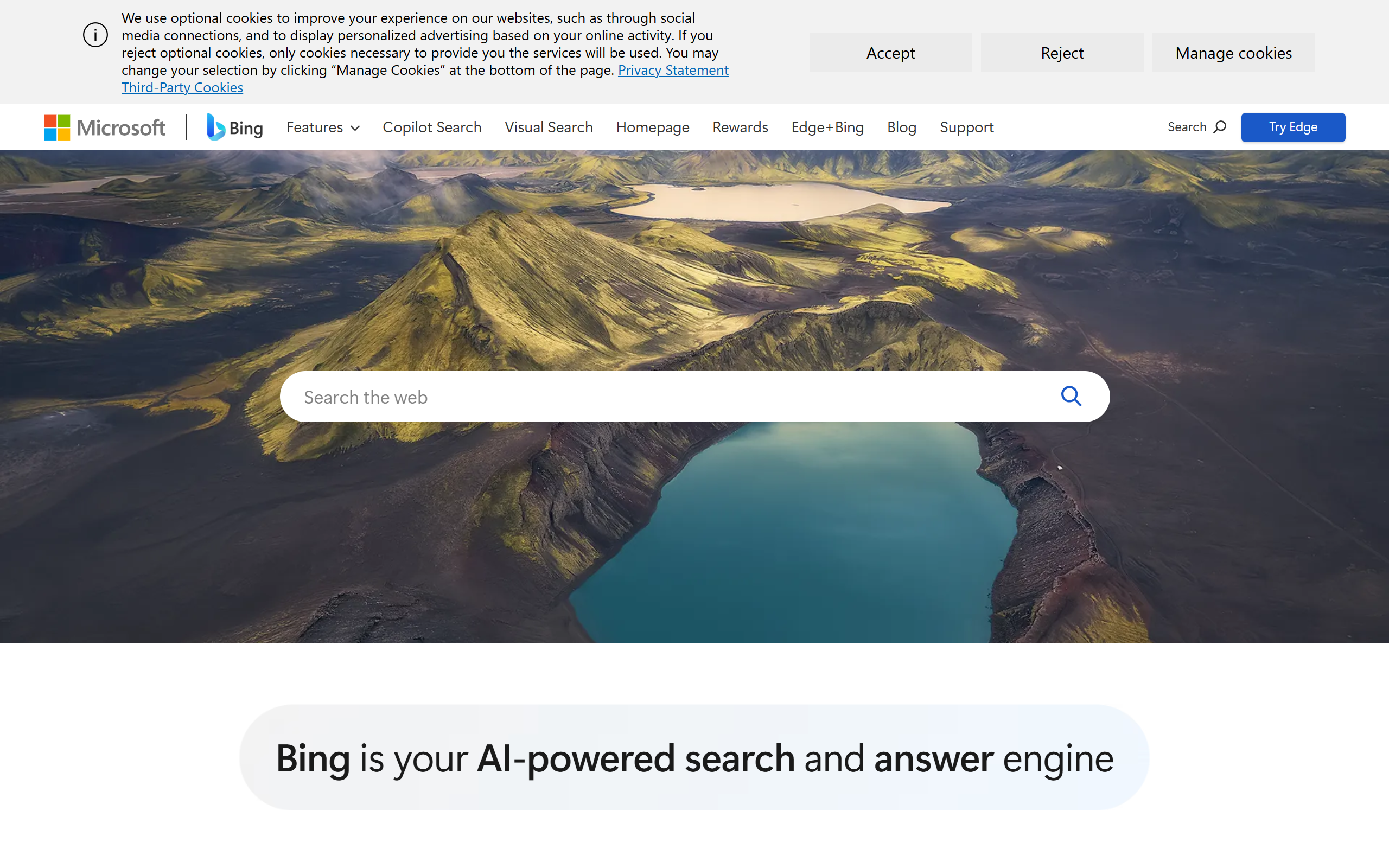 Microsoft Bing screenshot