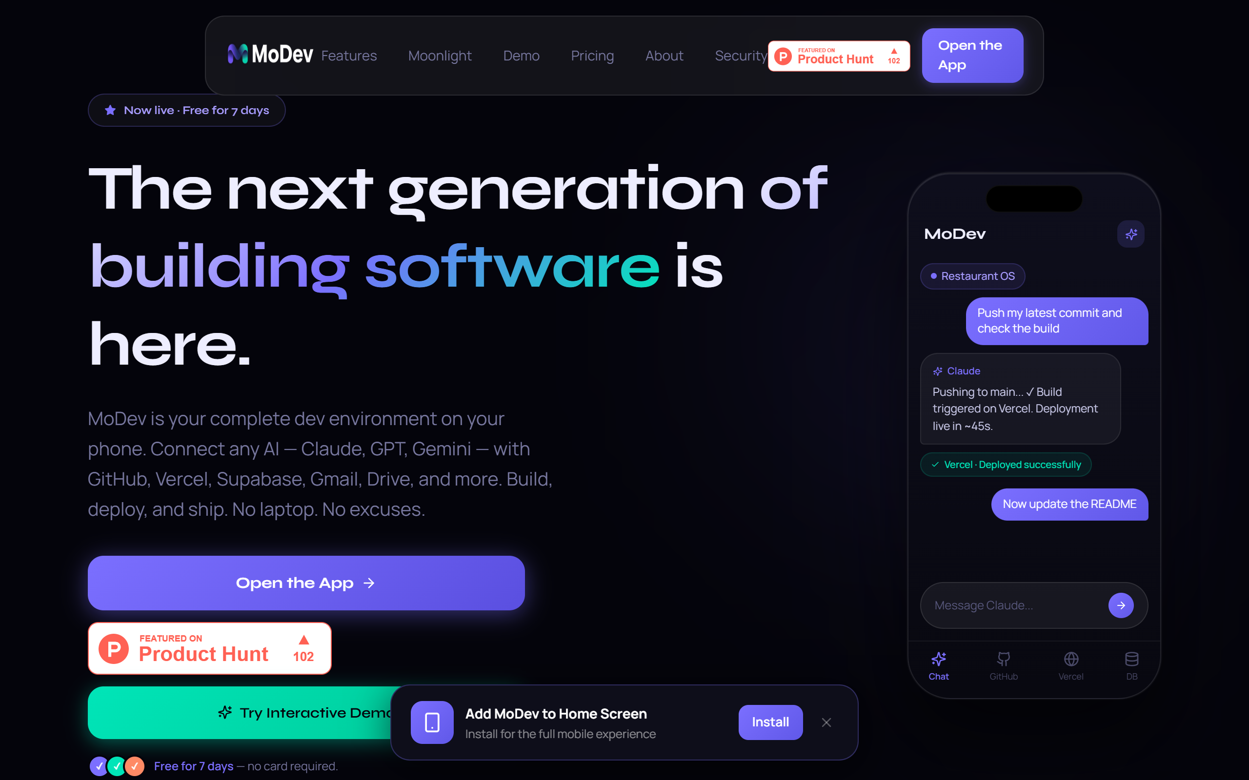 MoDev screenshot