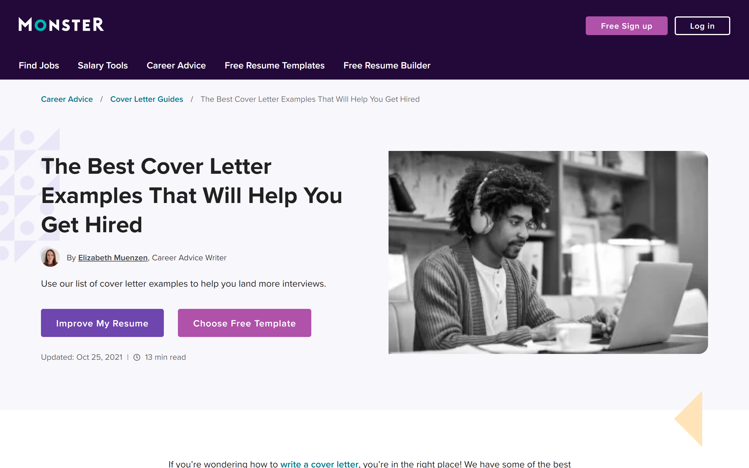 Monster Cover Letter Builder screenshot