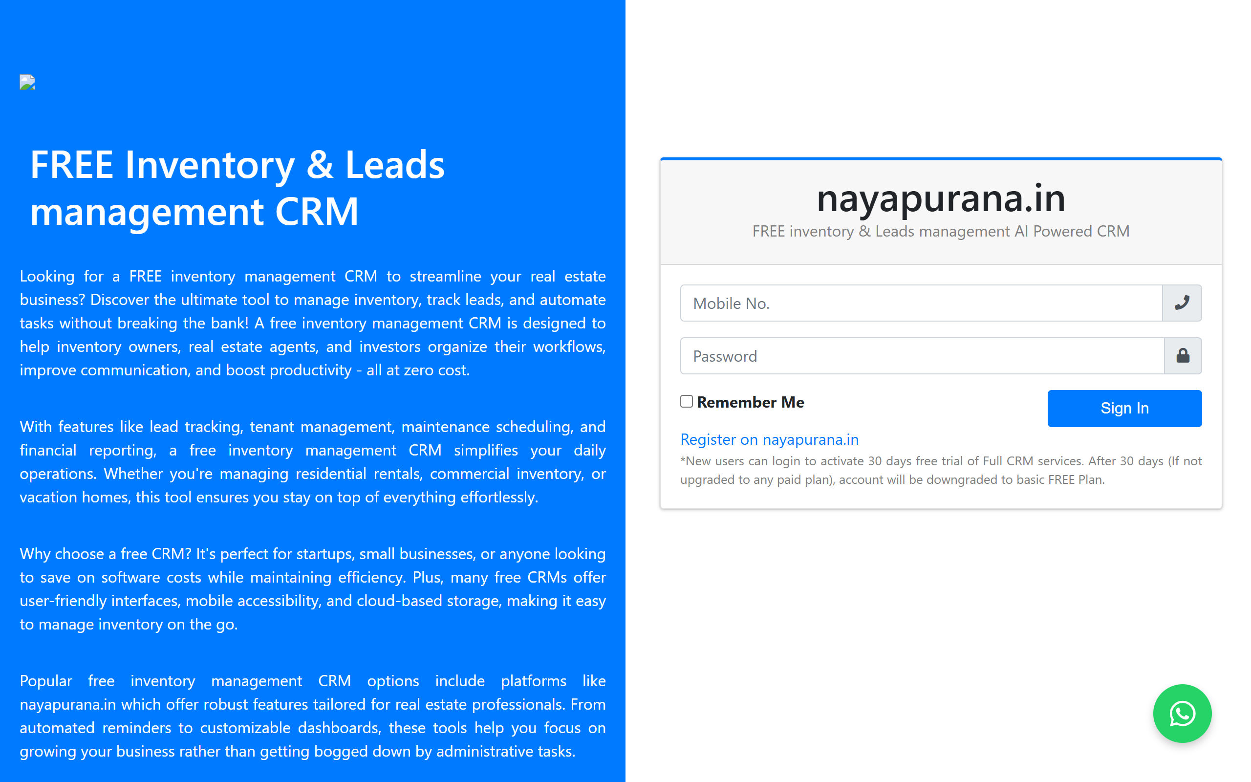 NayaPurana.in CRM screenshot