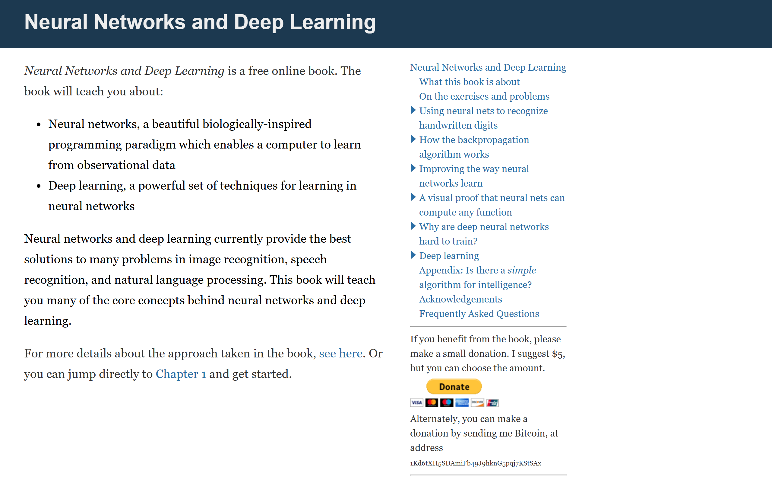 Neural Networks and Deep Learning by Michael Nielsen screenshot