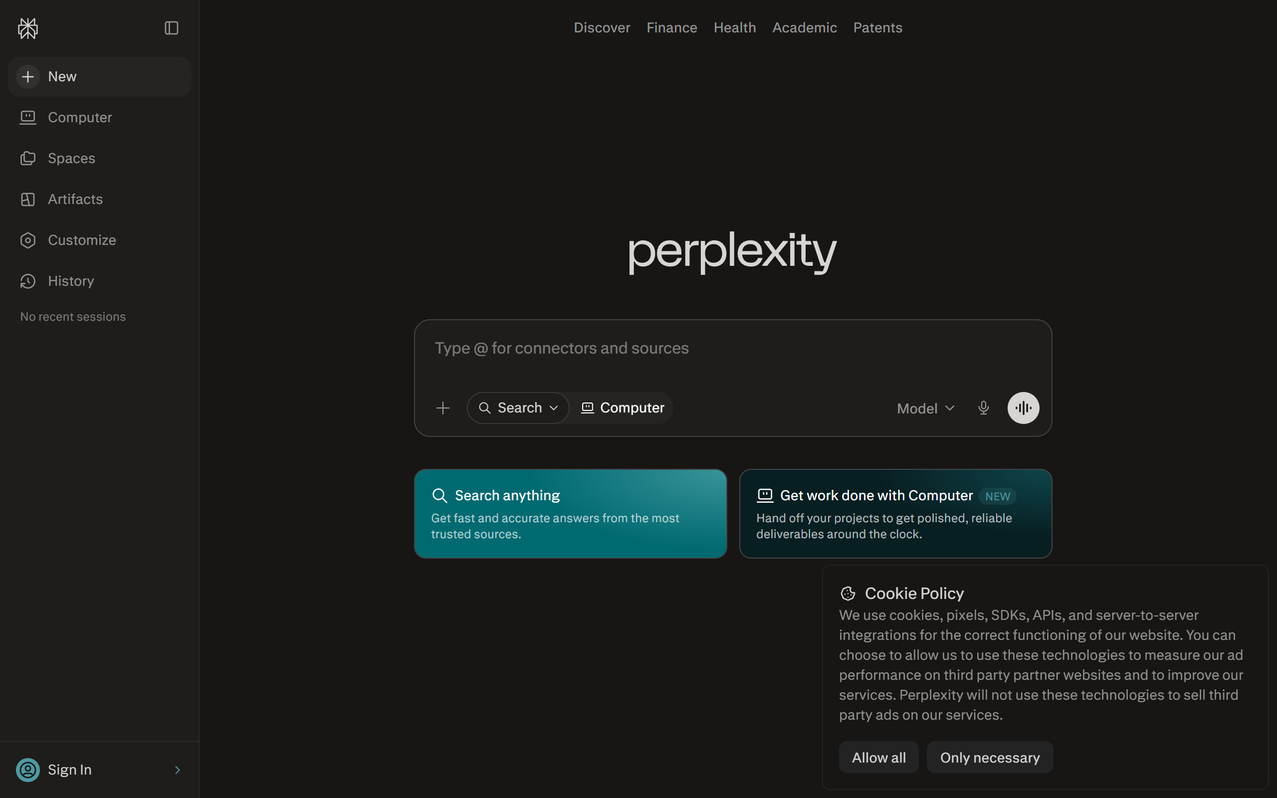 Perplexity AI screenshot