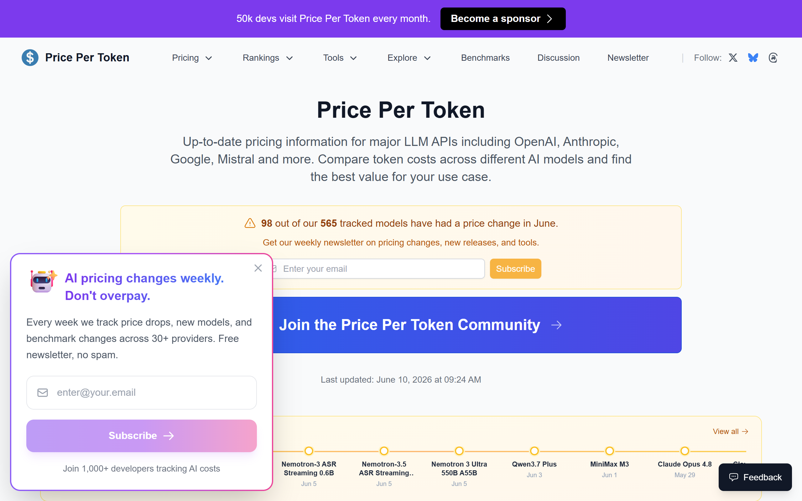 Price Per Token screenshot