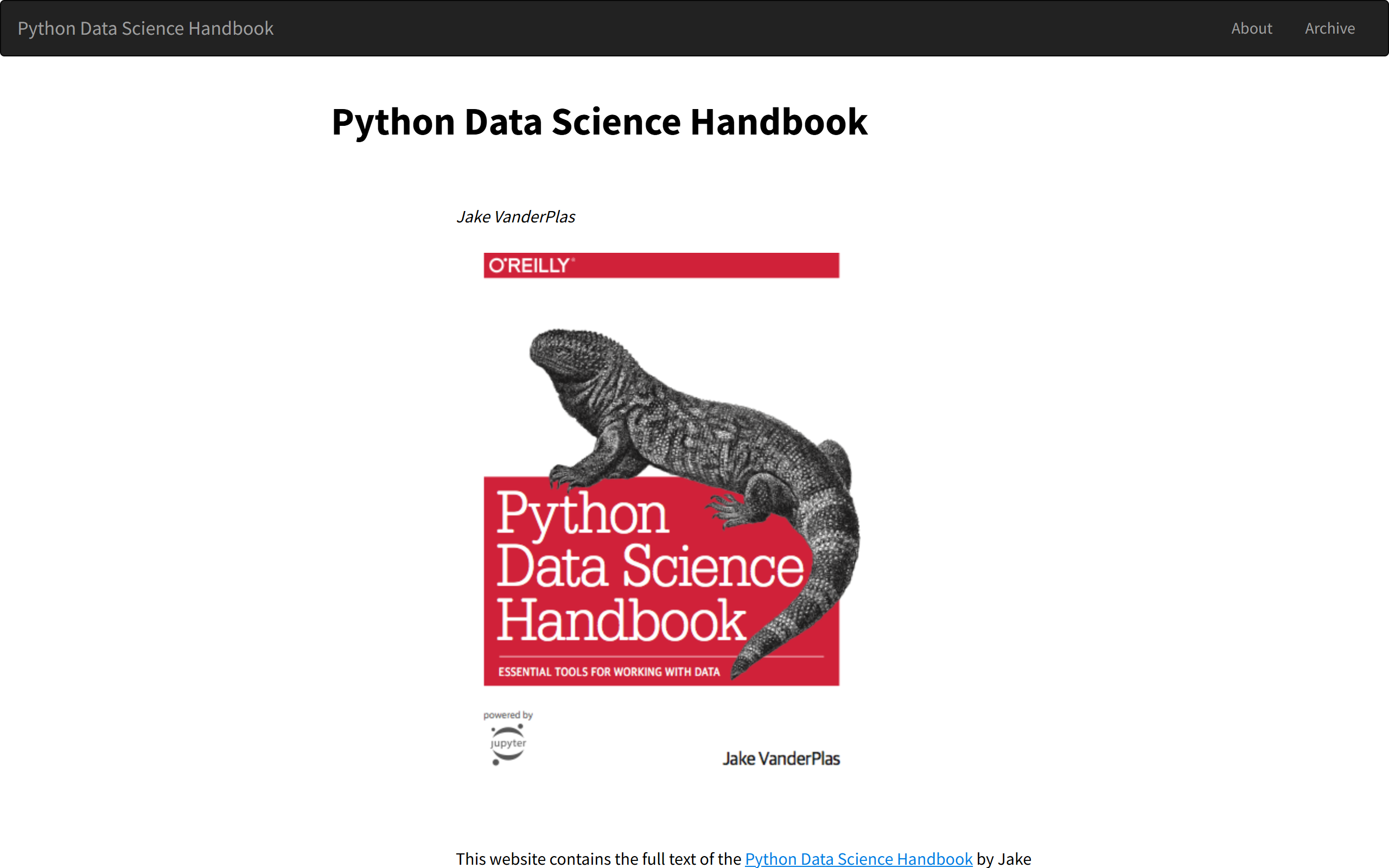 Python Data Science Handbook by Jake VanderPlas screenshot