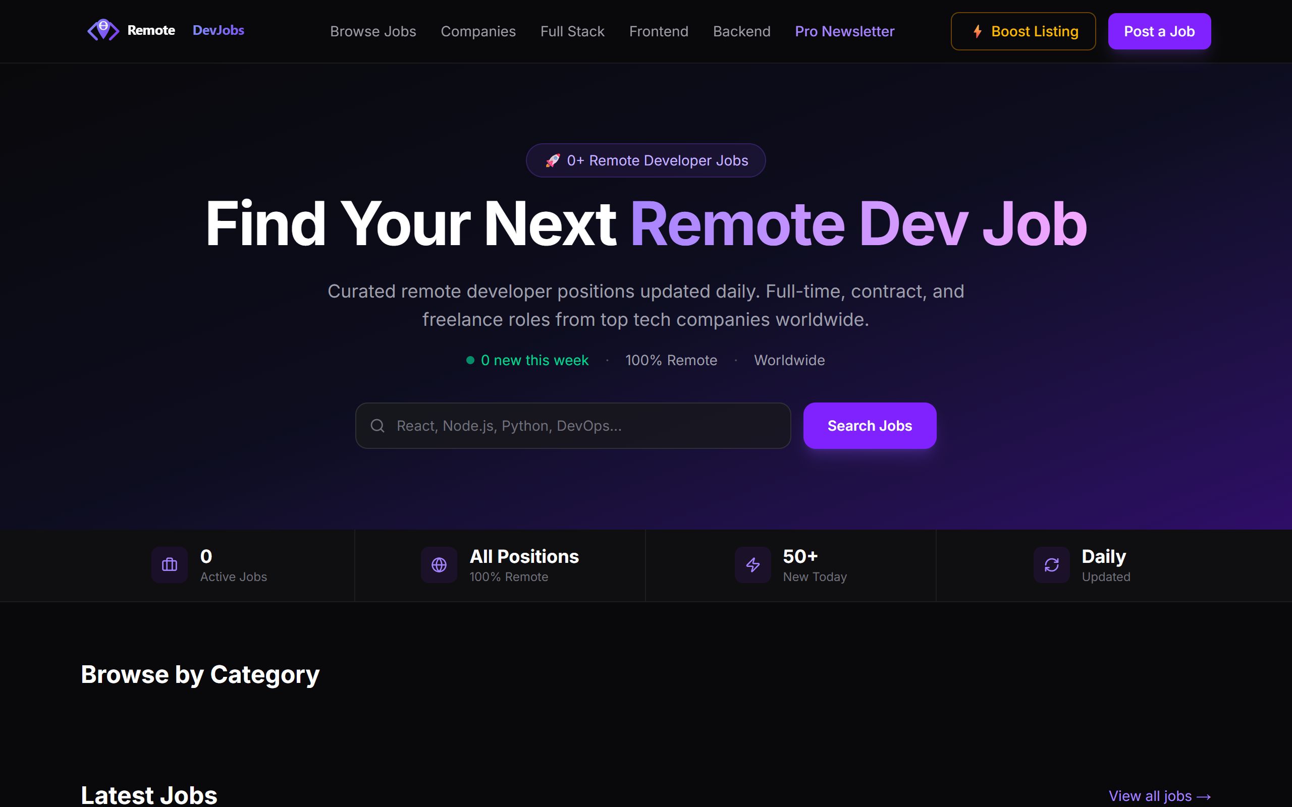 RemoteDevJobs screenshot