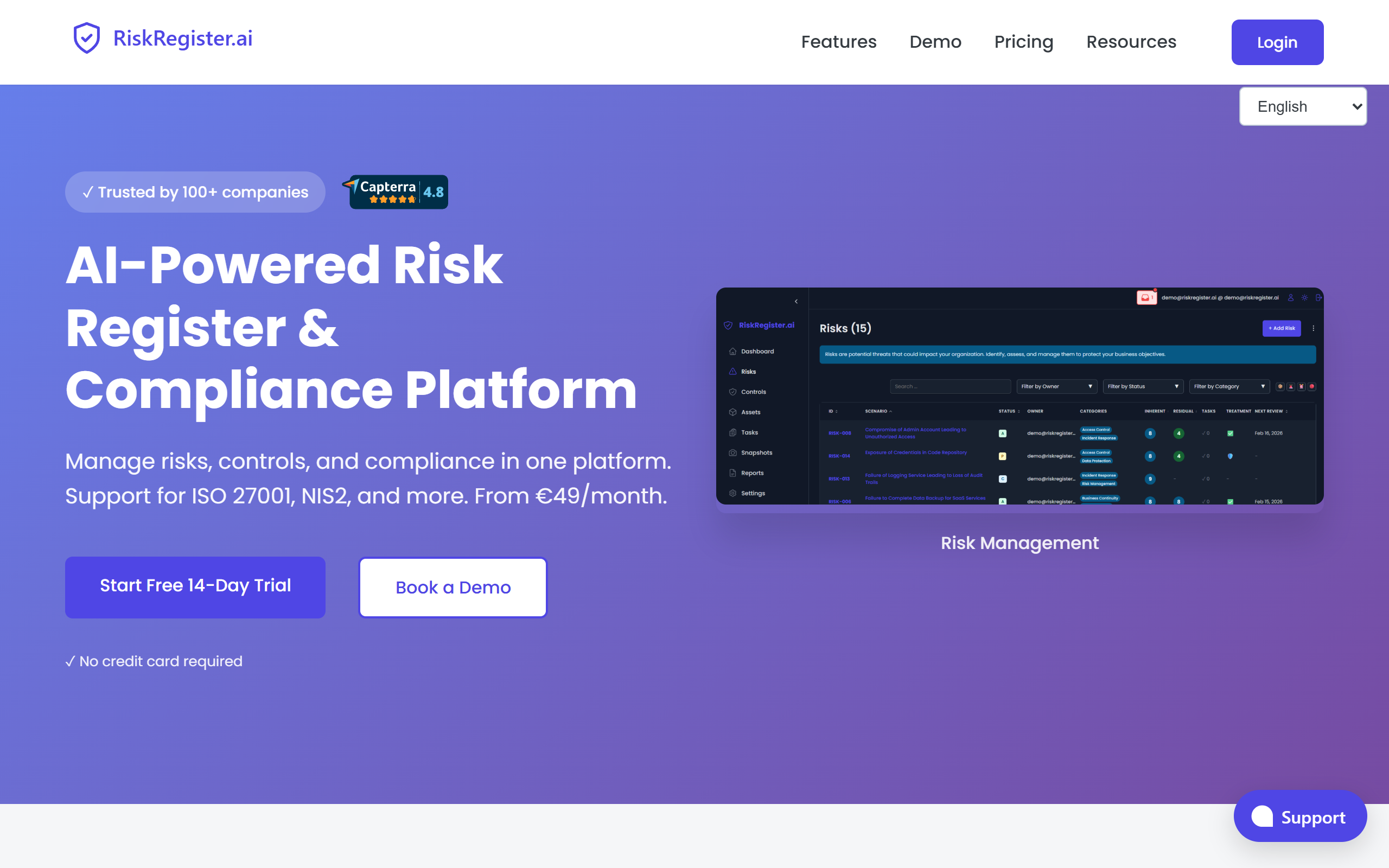 Risk screenshot