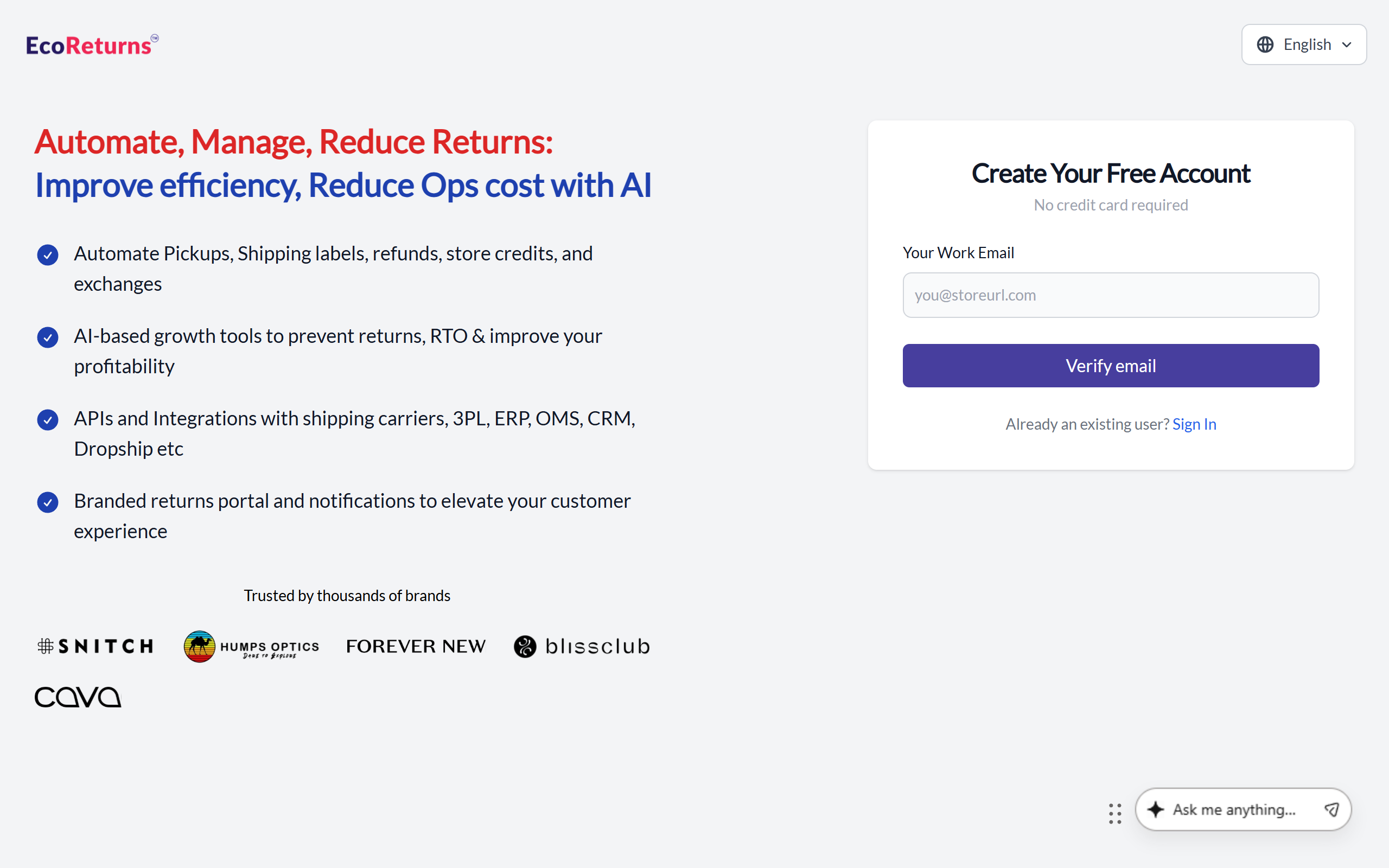 Saara Inc (EcoReturns) screenshot