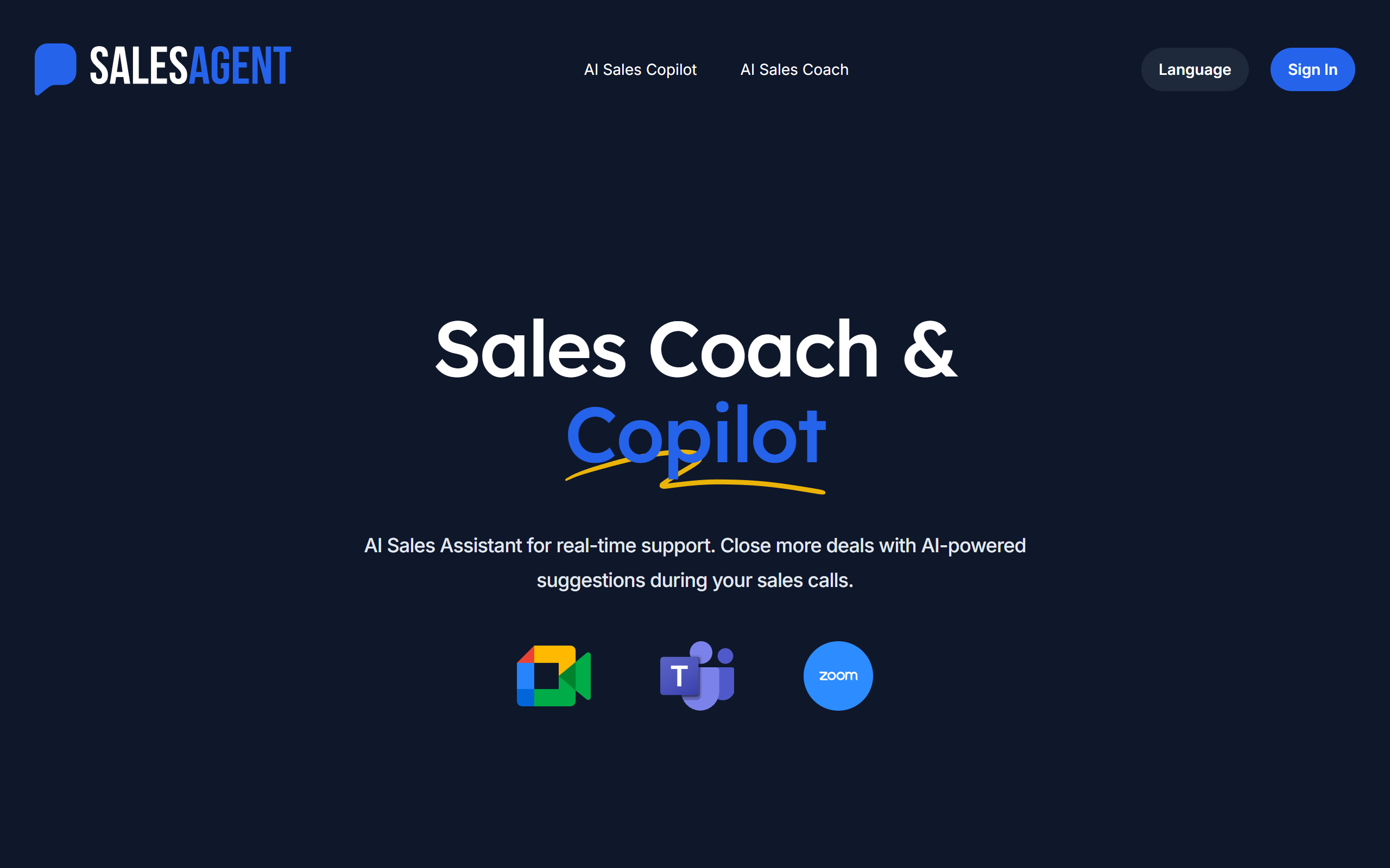 SalesAgent Chat screenshot