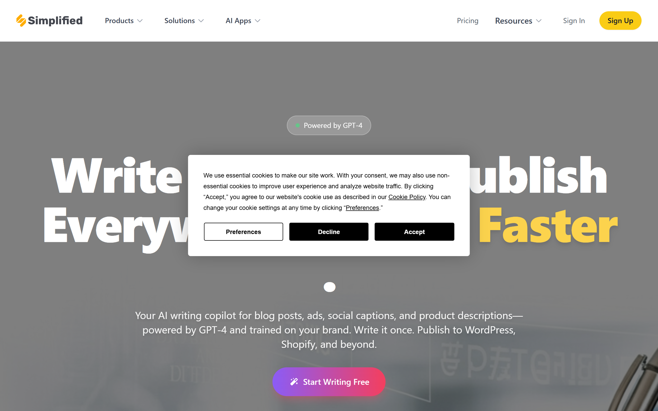 Simplified AI Writer screenshot