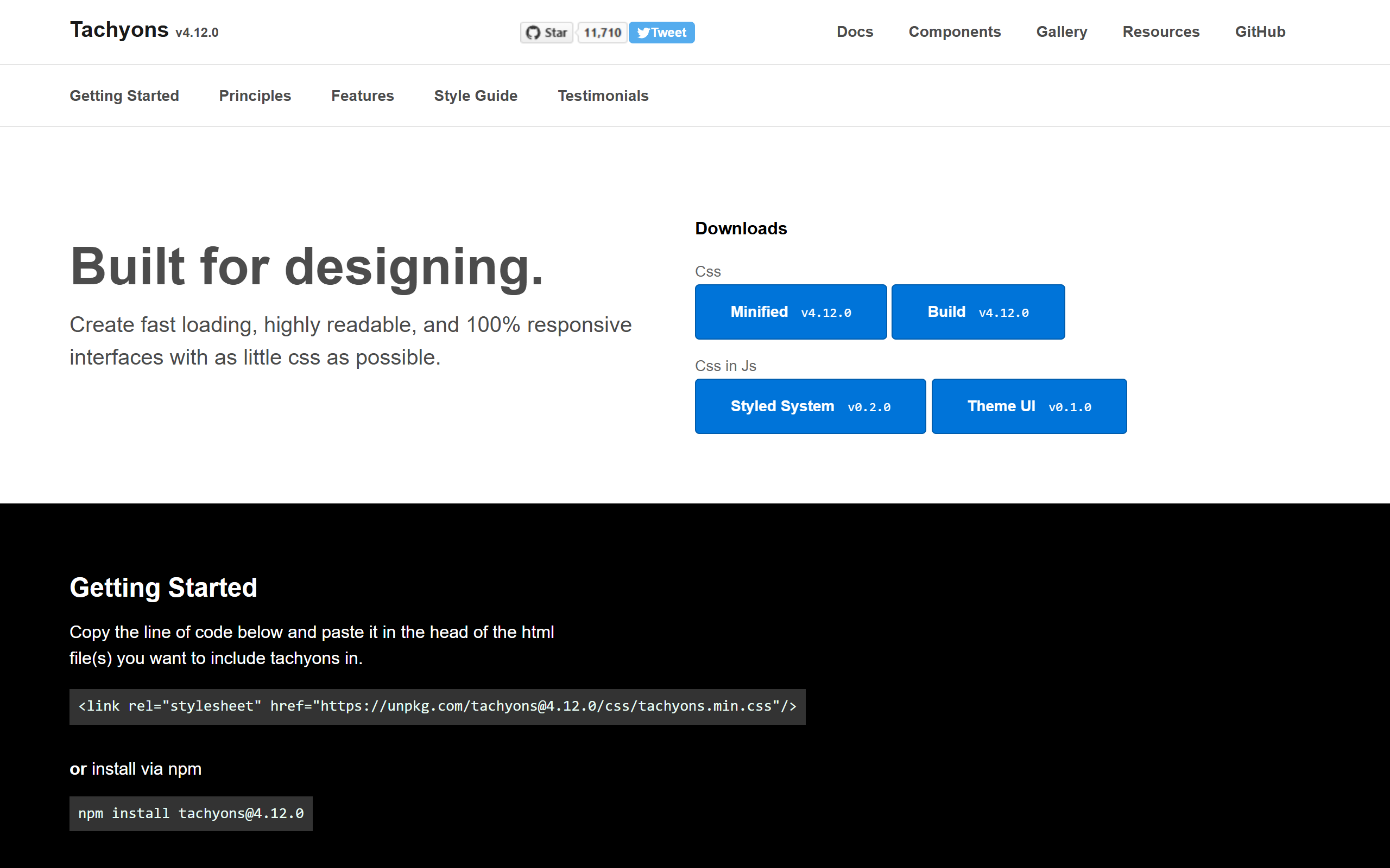 Tachyons CSS screenshot
