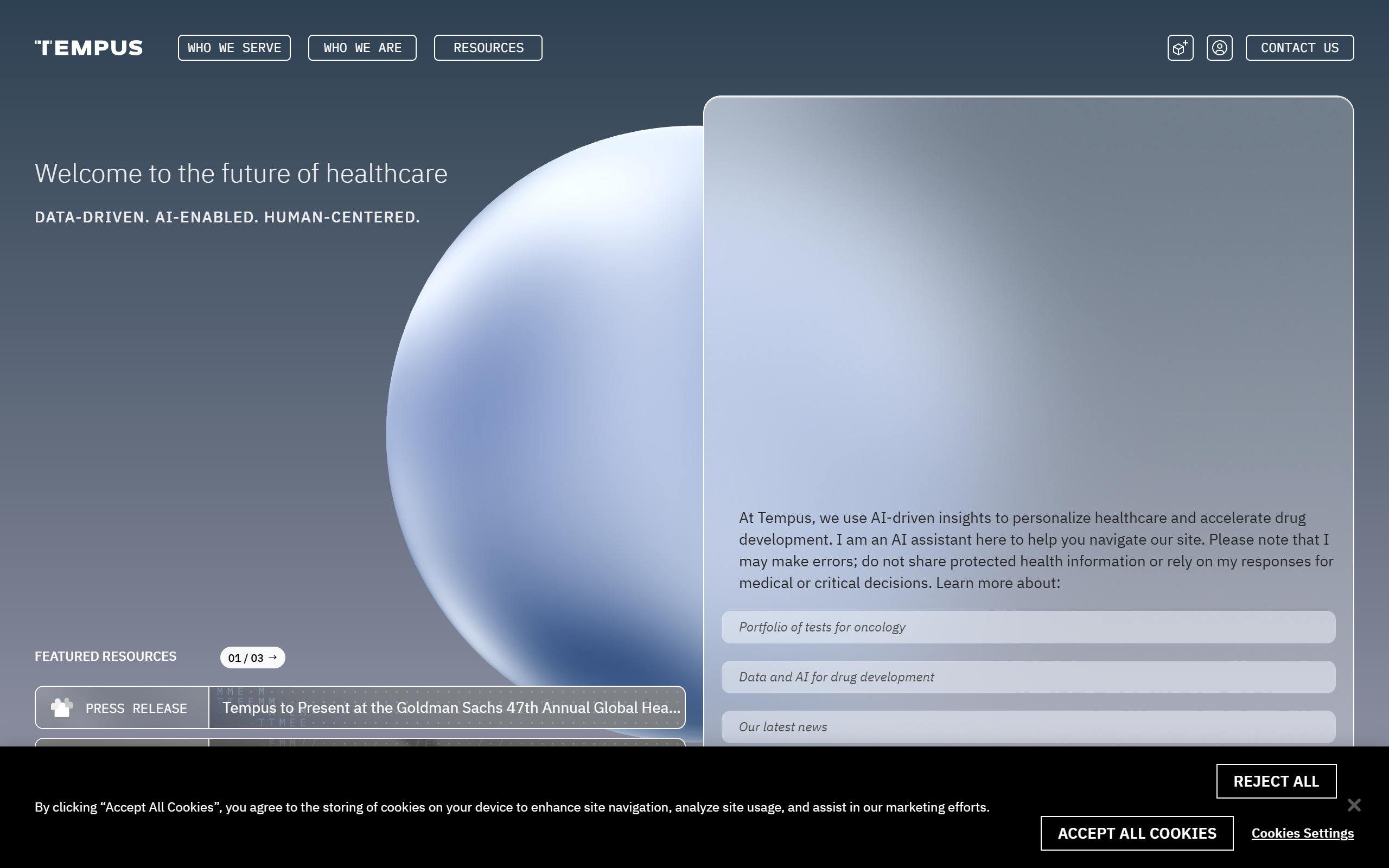 Tempus AI screenshot