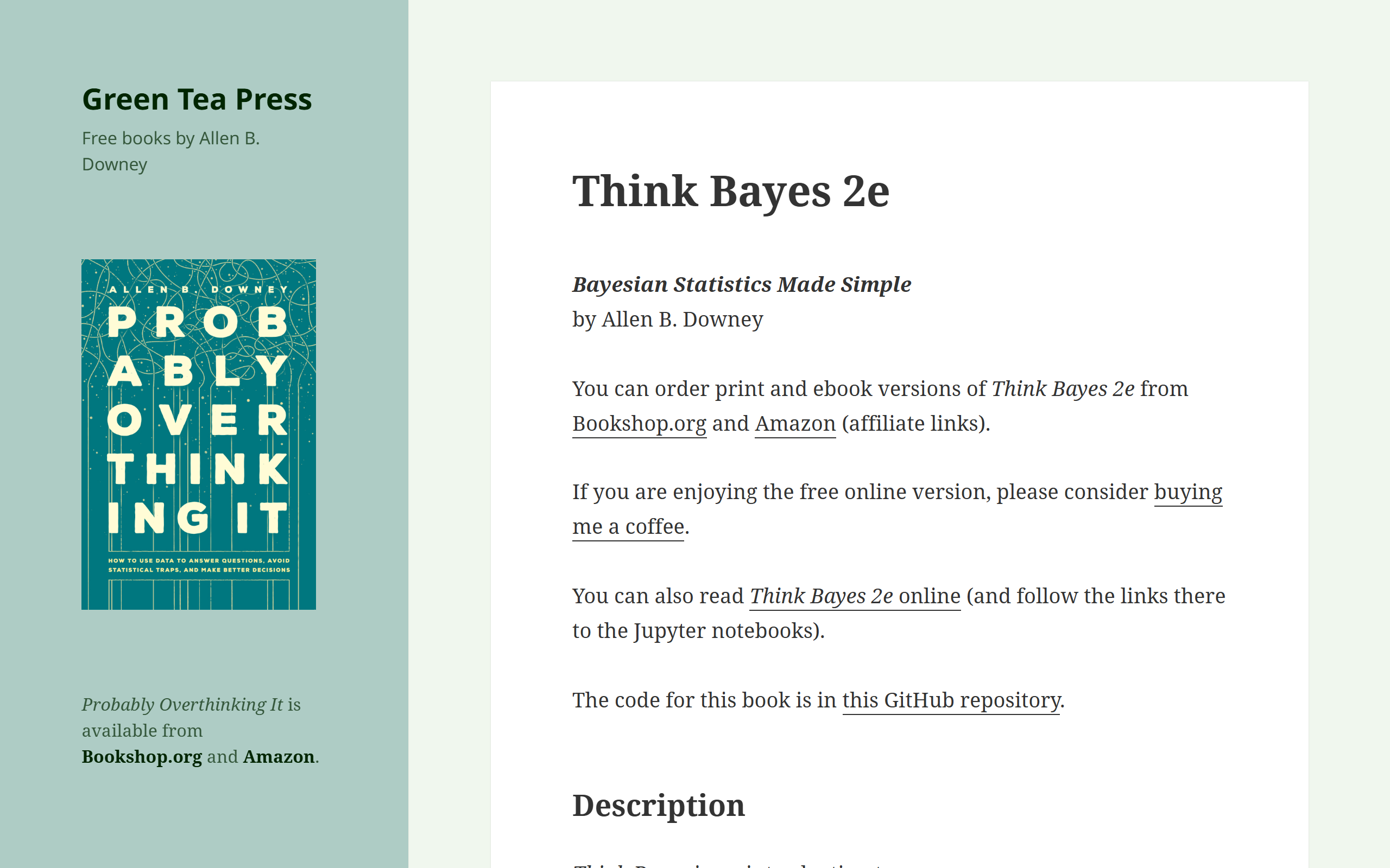 Think Bayes: Bayesian Statistics in Python by Allen B. Downey screenshot