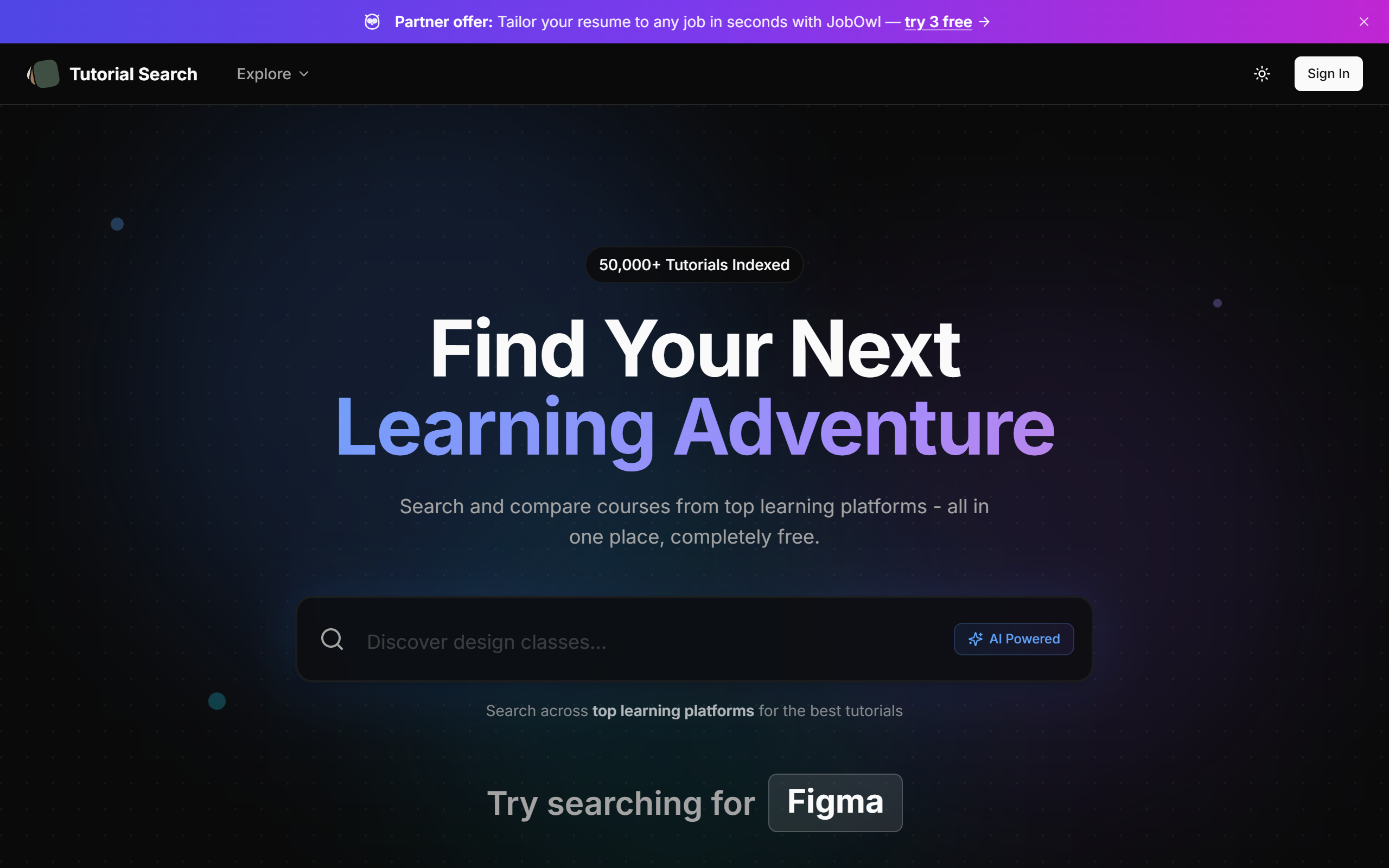 Tutorial Search screenshot