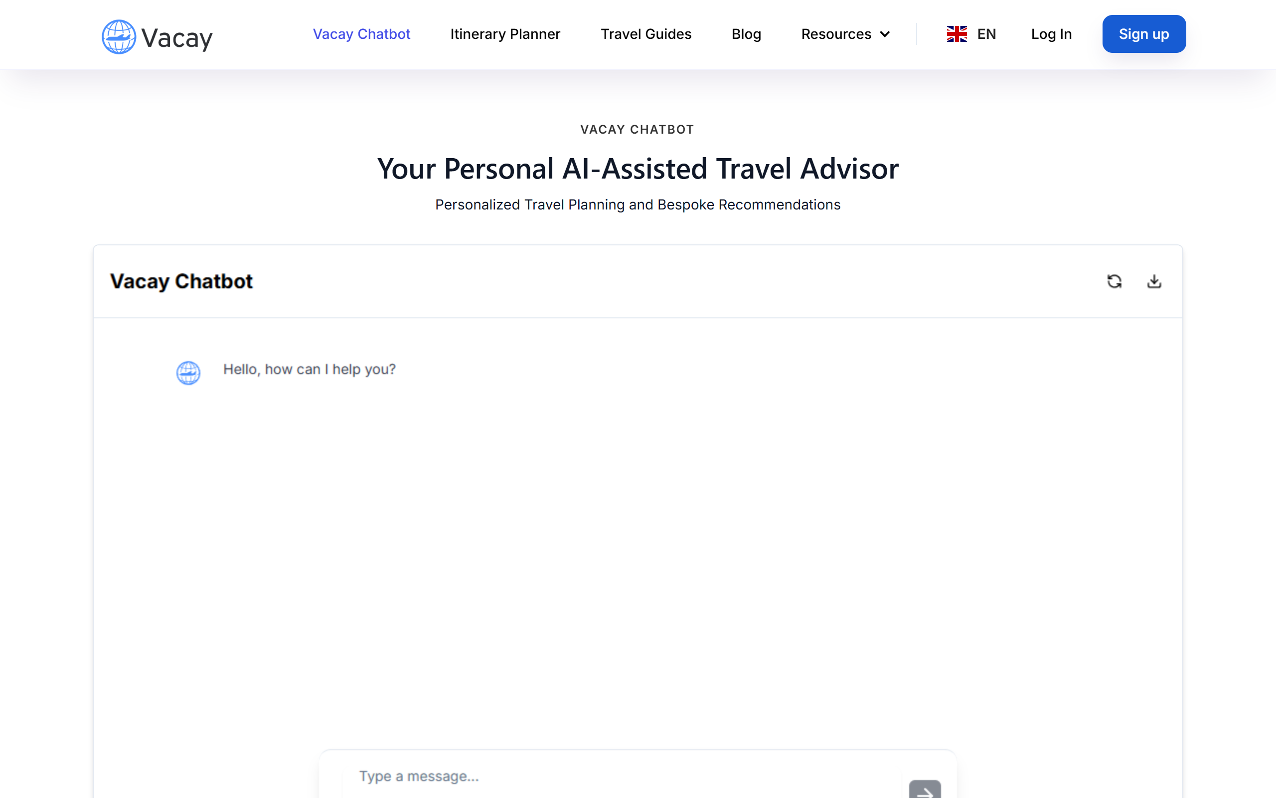 Vacation & Travel Chat (GPT) screenshot