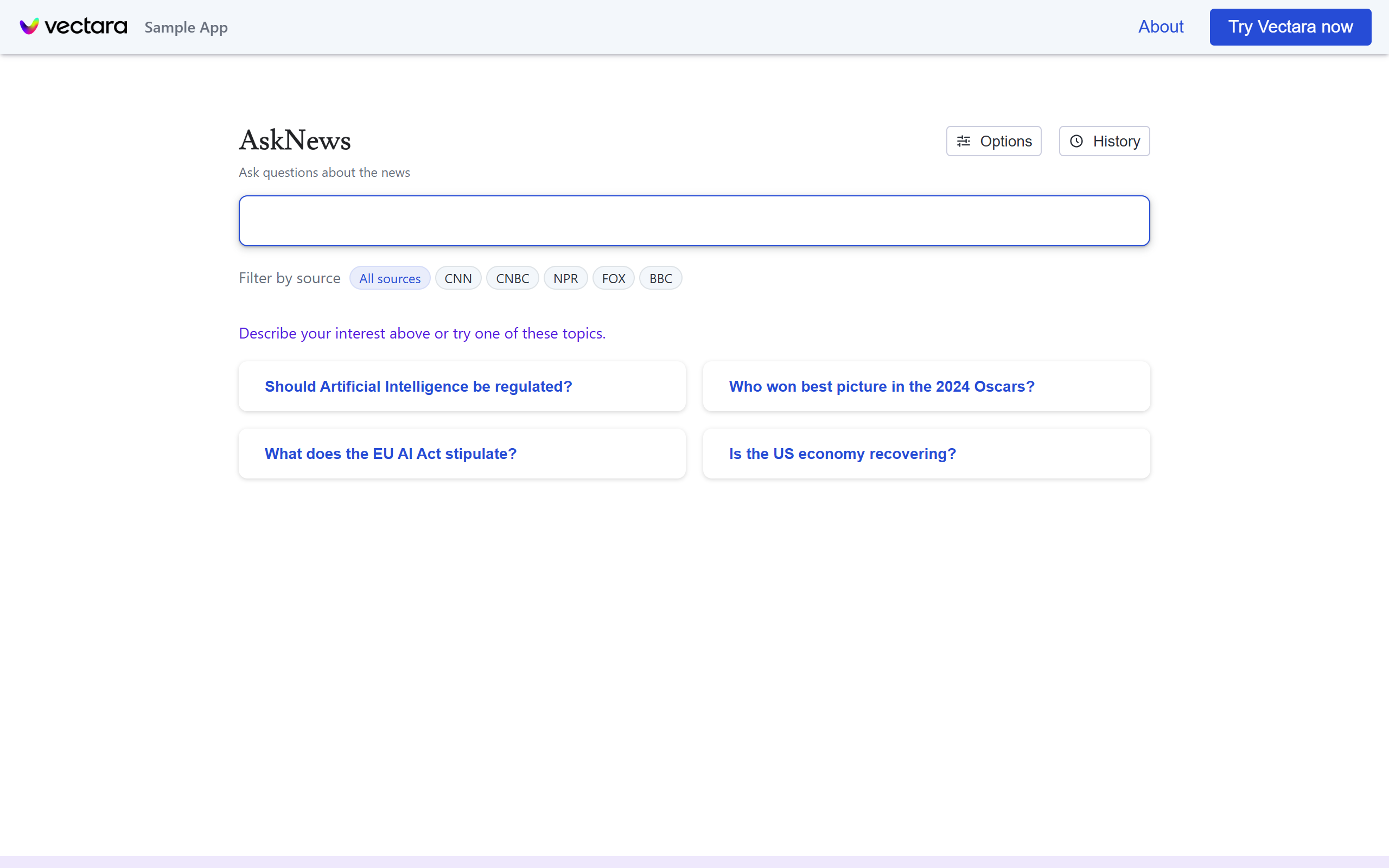 Vectara screenshot