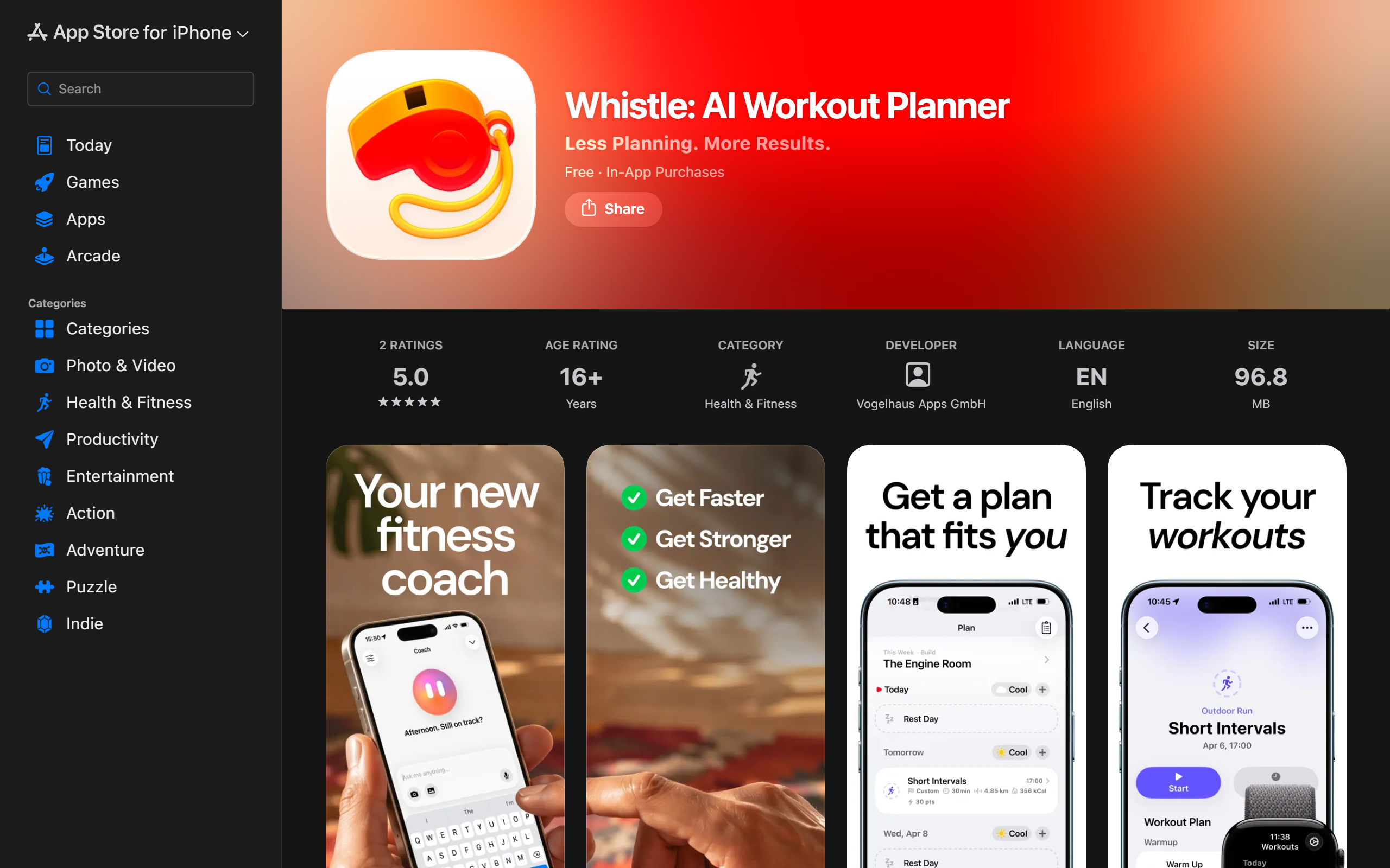 Whistle: AI Workout Planner screenshot
