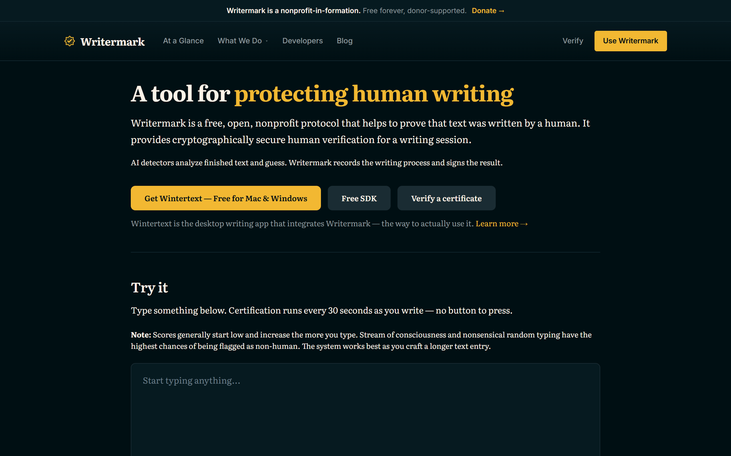 Writermark screenshot